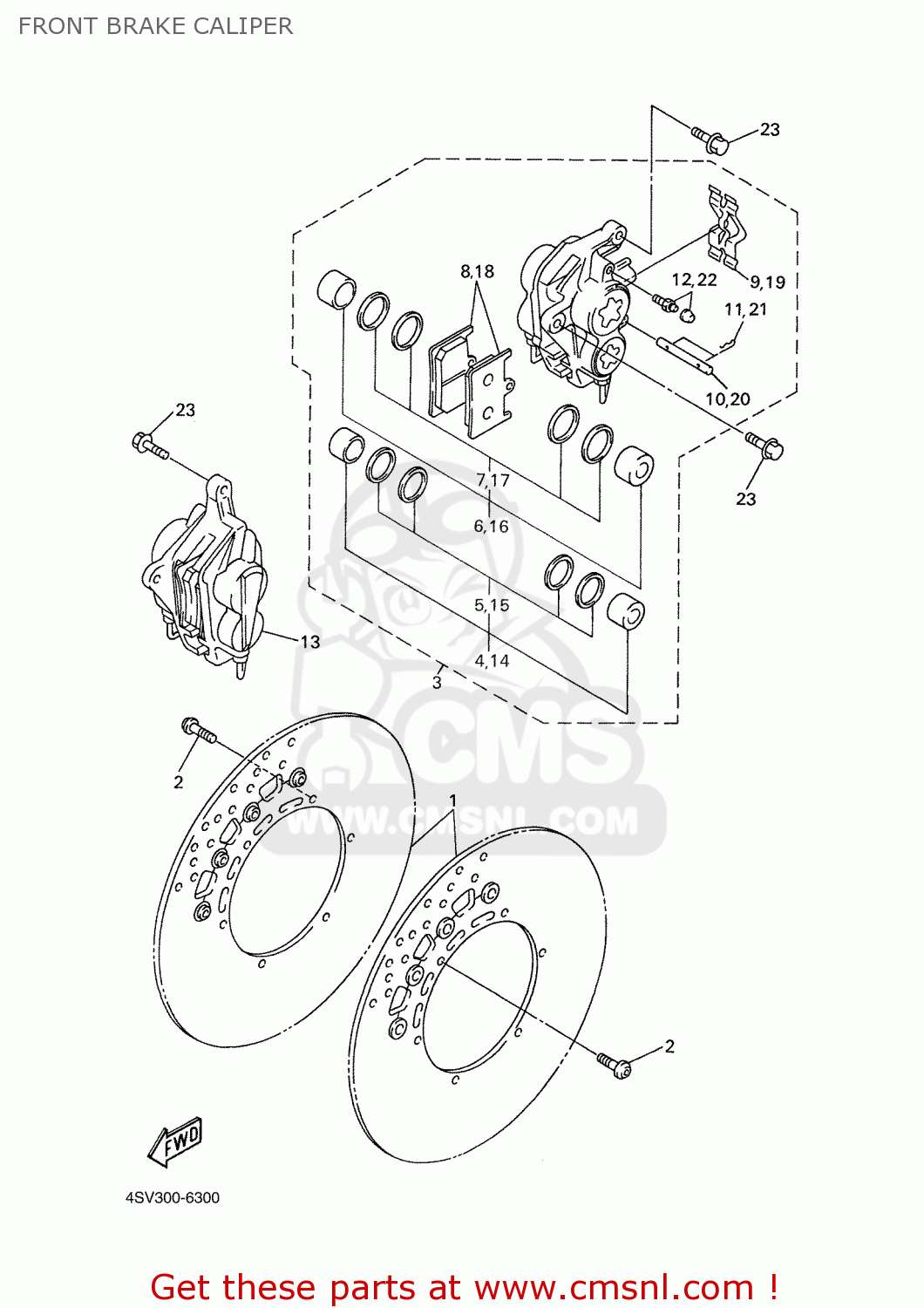 Yamaha BT1100 2002 5JN1 1A5JN300E3 FRONT BRAKE CALIPER buy original