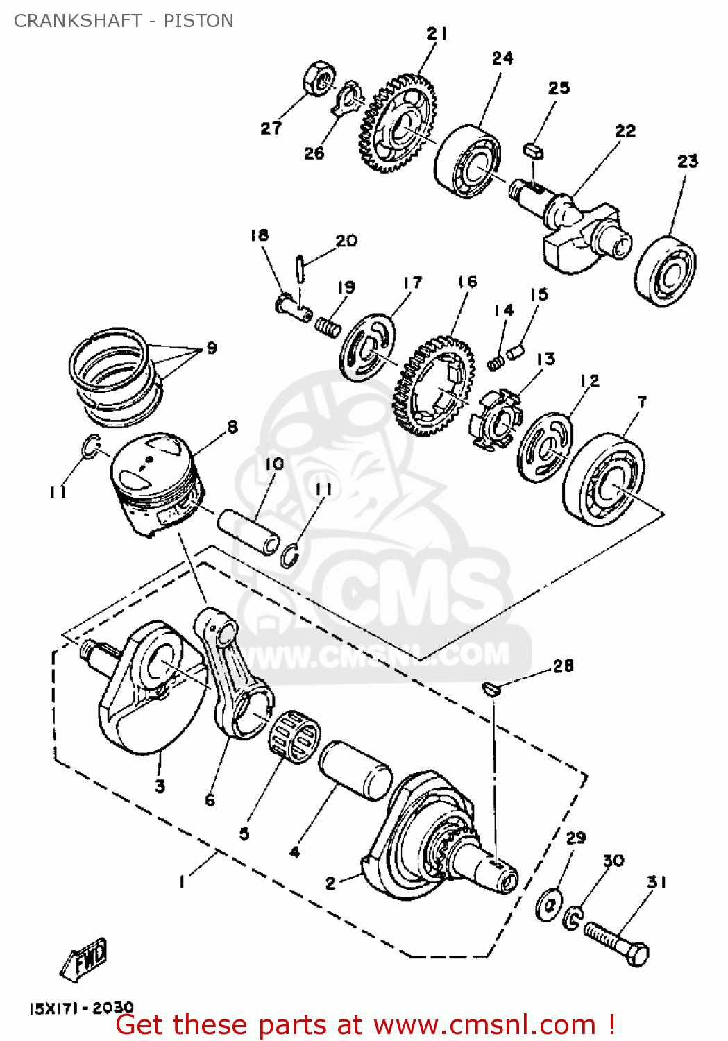 Yamaha BW200 BIG WHEEL 1985 (F) USA CRANKSHAFT - PISTON - buy original ...