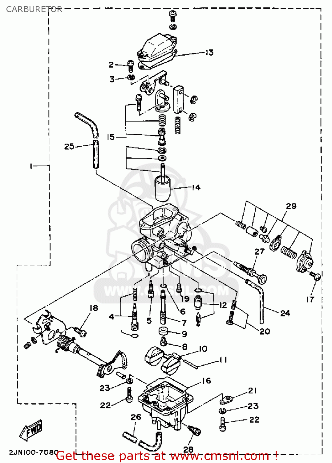 Yamaha BW350 BIG WHEEL 1988 (J) USA CARBURETOR - buy original CARBURETOR  spares online