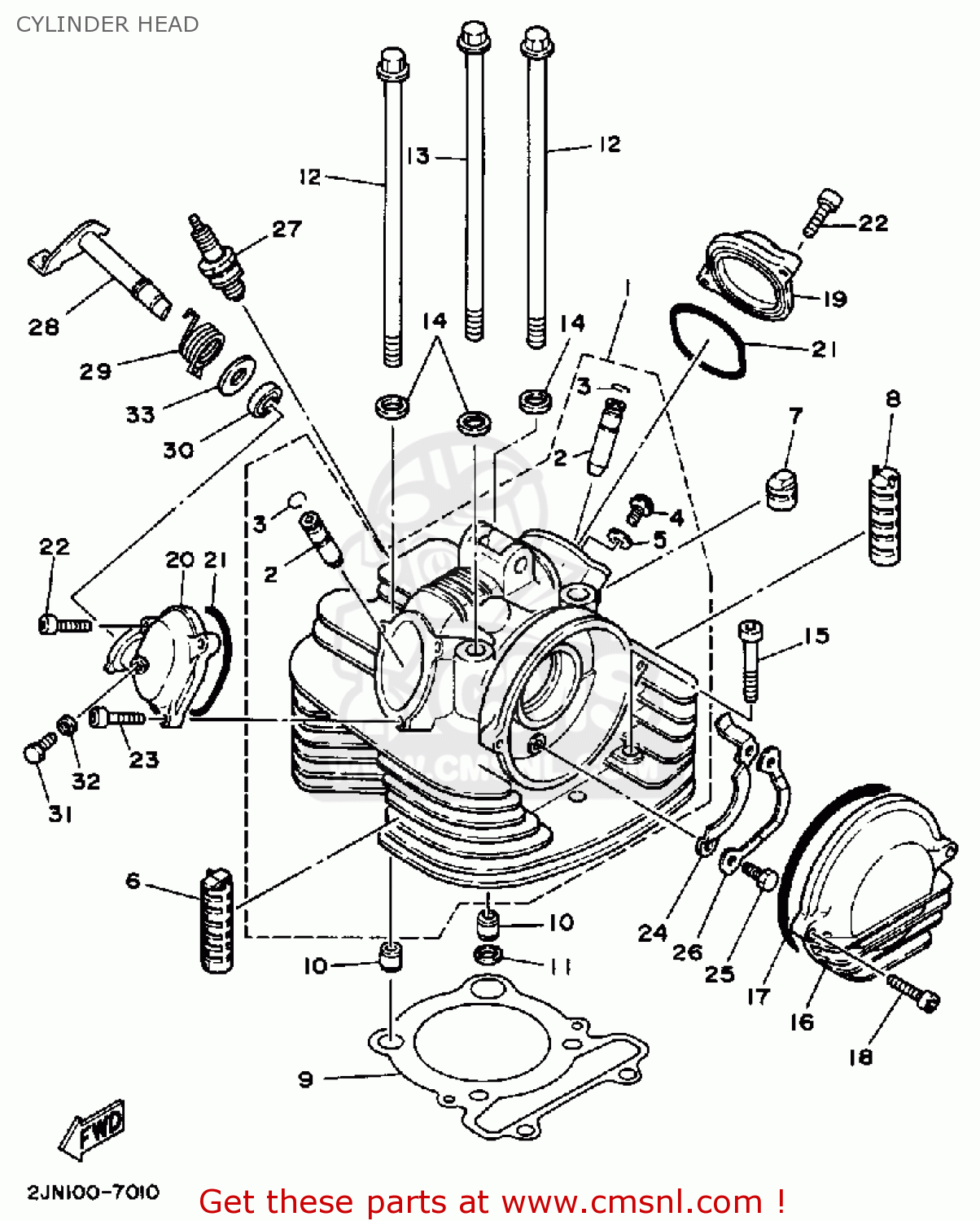 Yamaha BW350 BIG WHEEL 1988 (J) USA CYLINDER HEAD - buy original CYLINDER  HEAD spares online