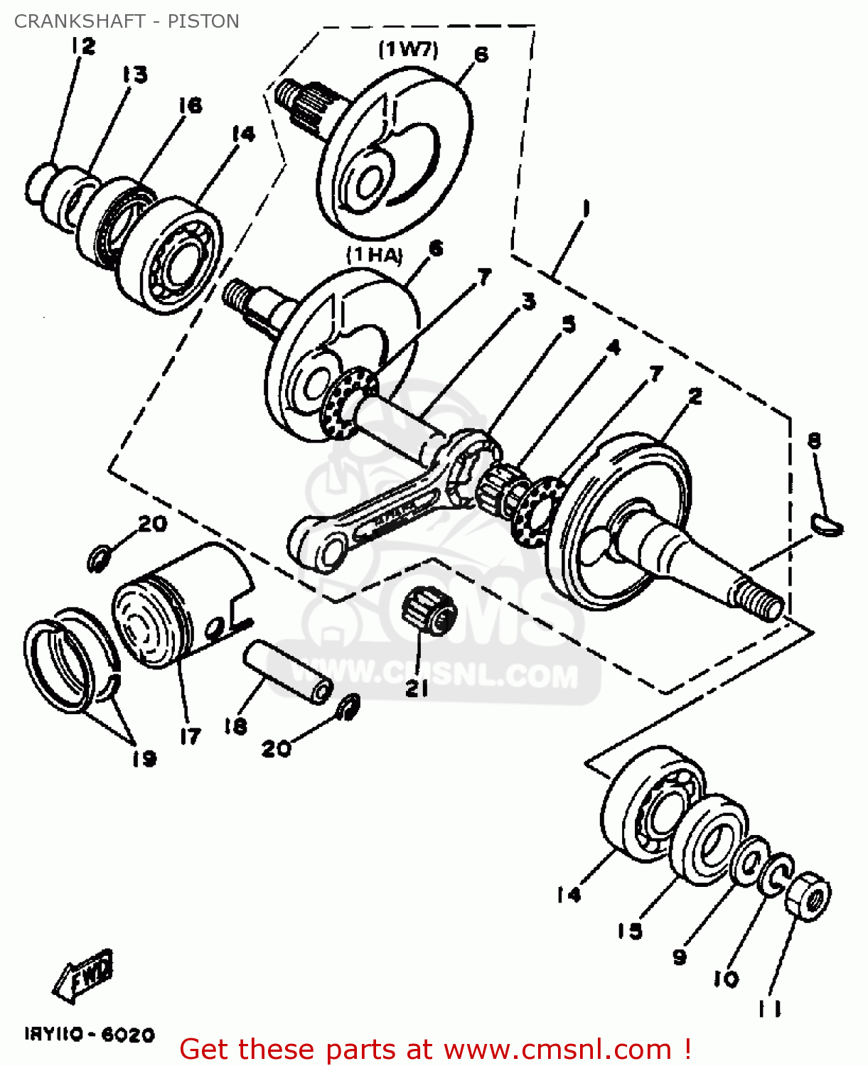 Yamaha BW80 BIG WHEEL 1987 (H) USA CRANKSHAFT - PISTON - buy original  CRANKSHAFT - PISTON spares online