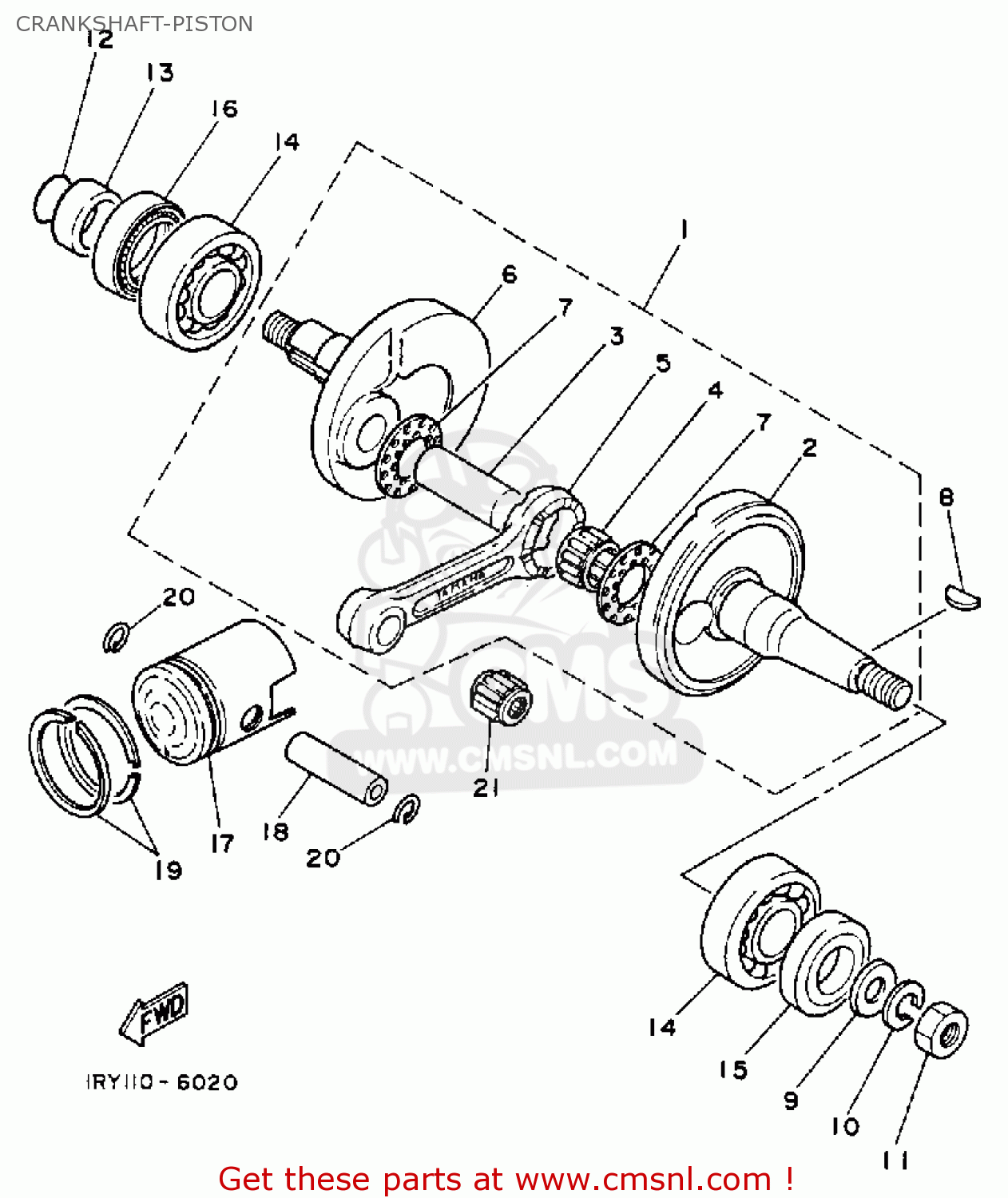 Yamaha BW80 BIG WHEEL 1988 (J) USA CRANKSHAFT-PISTON - buy original ...