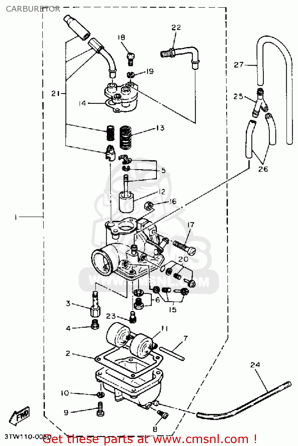 Yamaha BW80 BIG WHEEL 1990 (L) USA CARBURETOR - buy original CARBURETOR ...