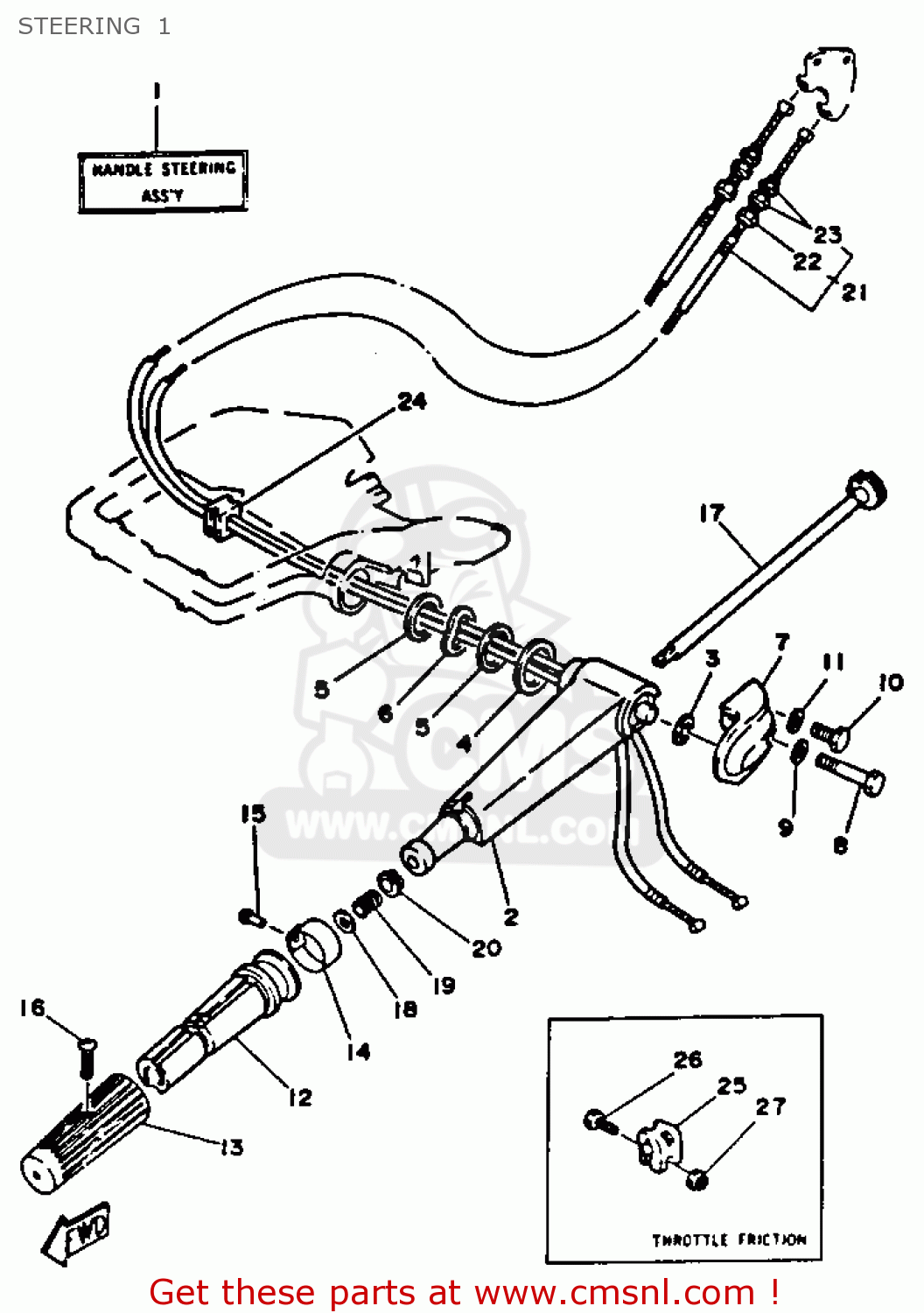 Yamaha C25ER(MH)R 1993 STEERING 1 - buy original STEERING 1 spares online