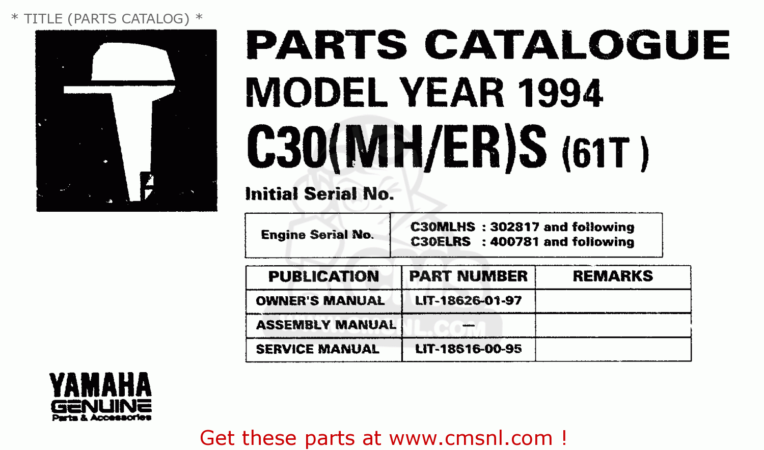 Yamaha C30(MH/ER)S 1994 * TITLE (PARTS CATALOG) * buy original * TITLE (PARTS CATALOG