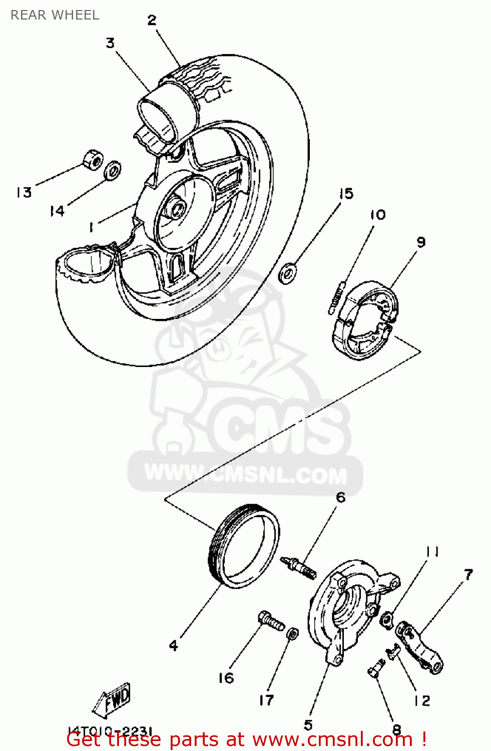 Yamaha CA50K 1983 RIVA REAR WHEEL - buy original REAR WHEEL spares online