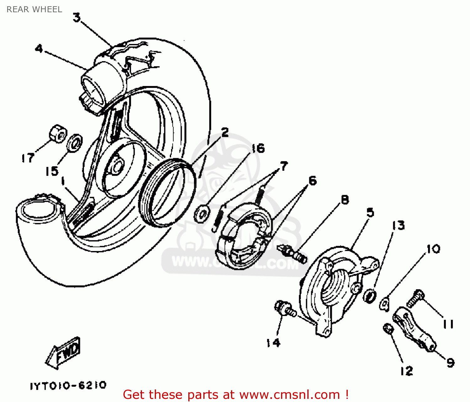 Yamaha CG50A 1990 2VK3 CG50B 1991 2VK4 JOG USA REAR WHEEL - buy ...