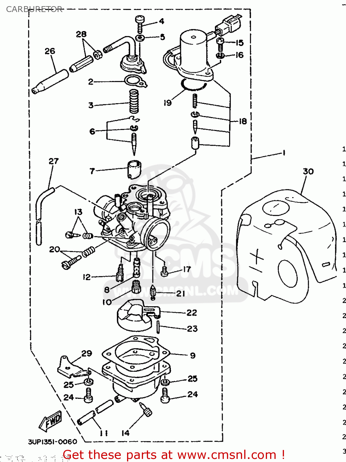 Yamaha CH80 1990 3WX1 FRANCE 203WX-351F2 CARBURETOR - buy original ...