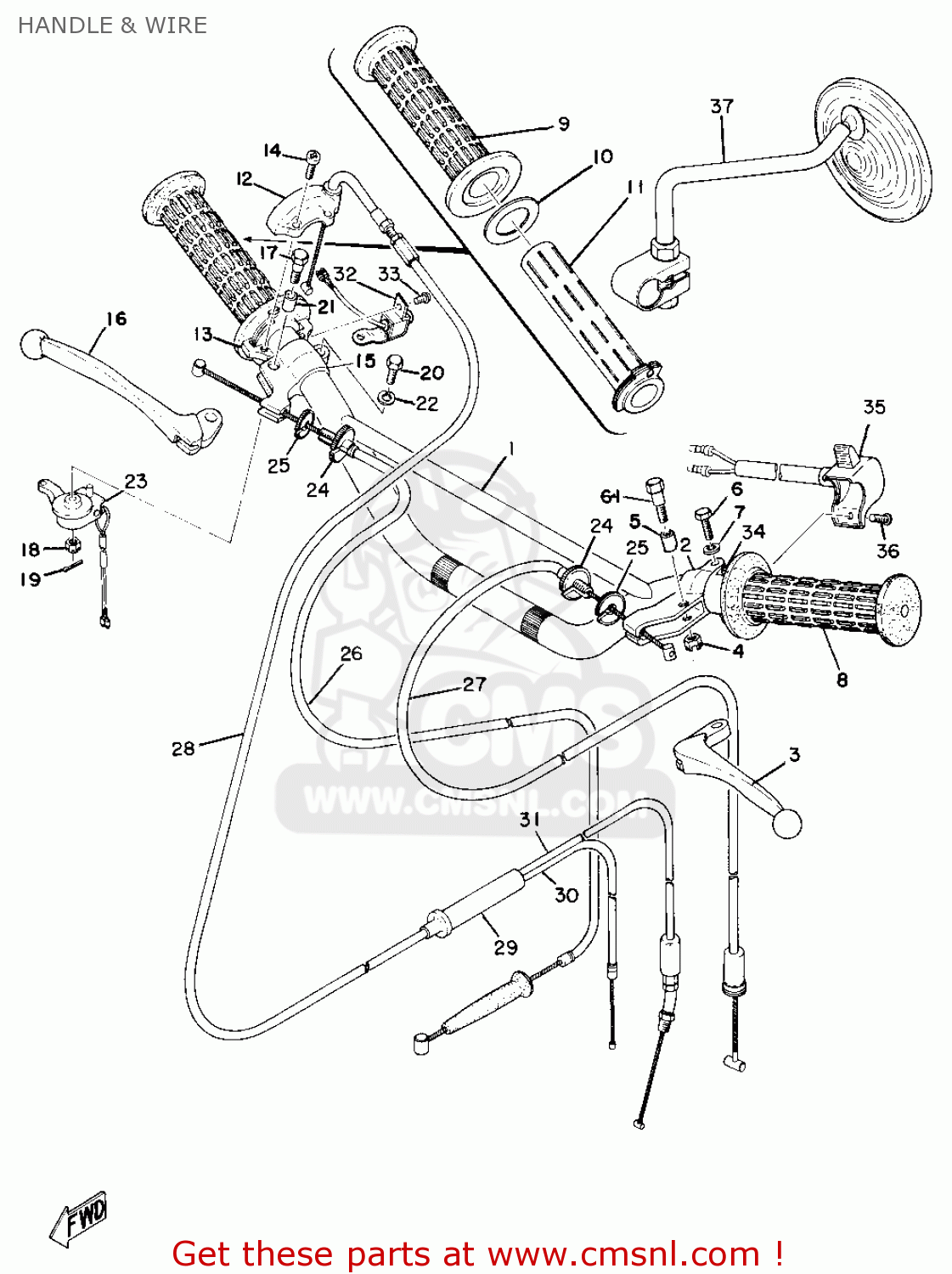 Yamaha CT1B 1970 USA HANDLE & WIRE buy original HANDLE & WIRE spares