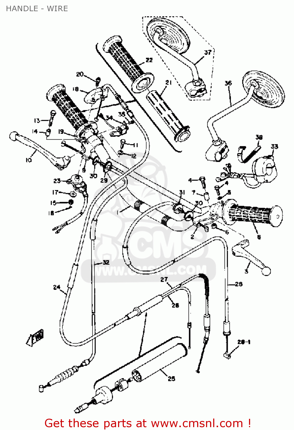 Yamaha CT3 1973 USA HANDLE WIRE buy original HANDLE WIRE spares