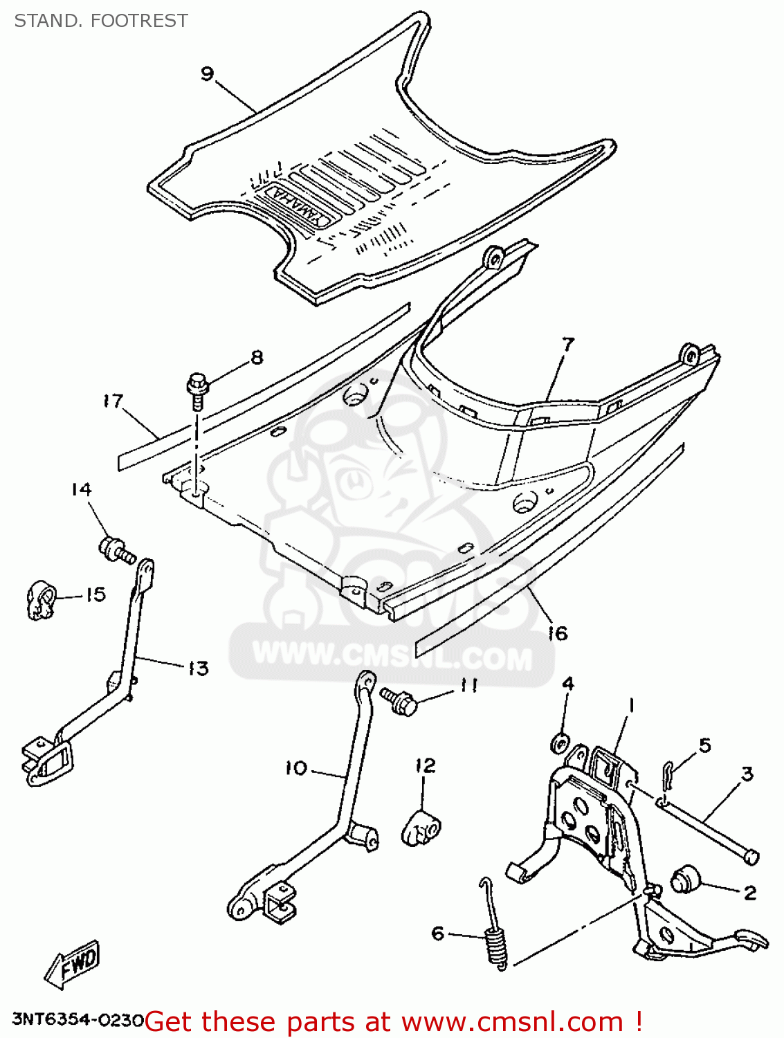 Yamaha CT50S 1990 3NT7 ITALY 203NT-354EB STAND. FOOTREST - buy original ...