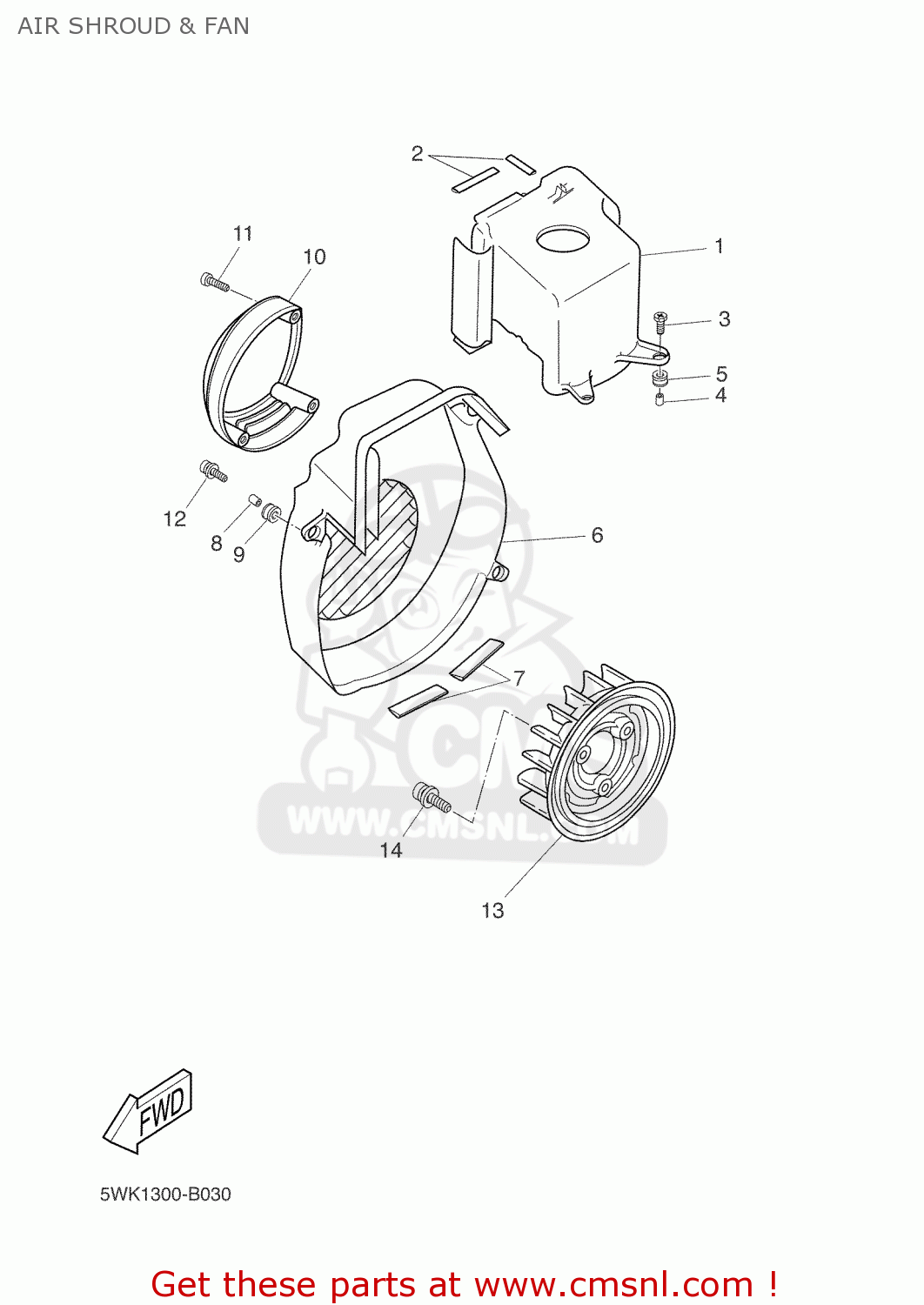 Yamaha CW50 2005 5WW4 FRANCE 1D5WW300E2 AIR SHROUD & FAN buy