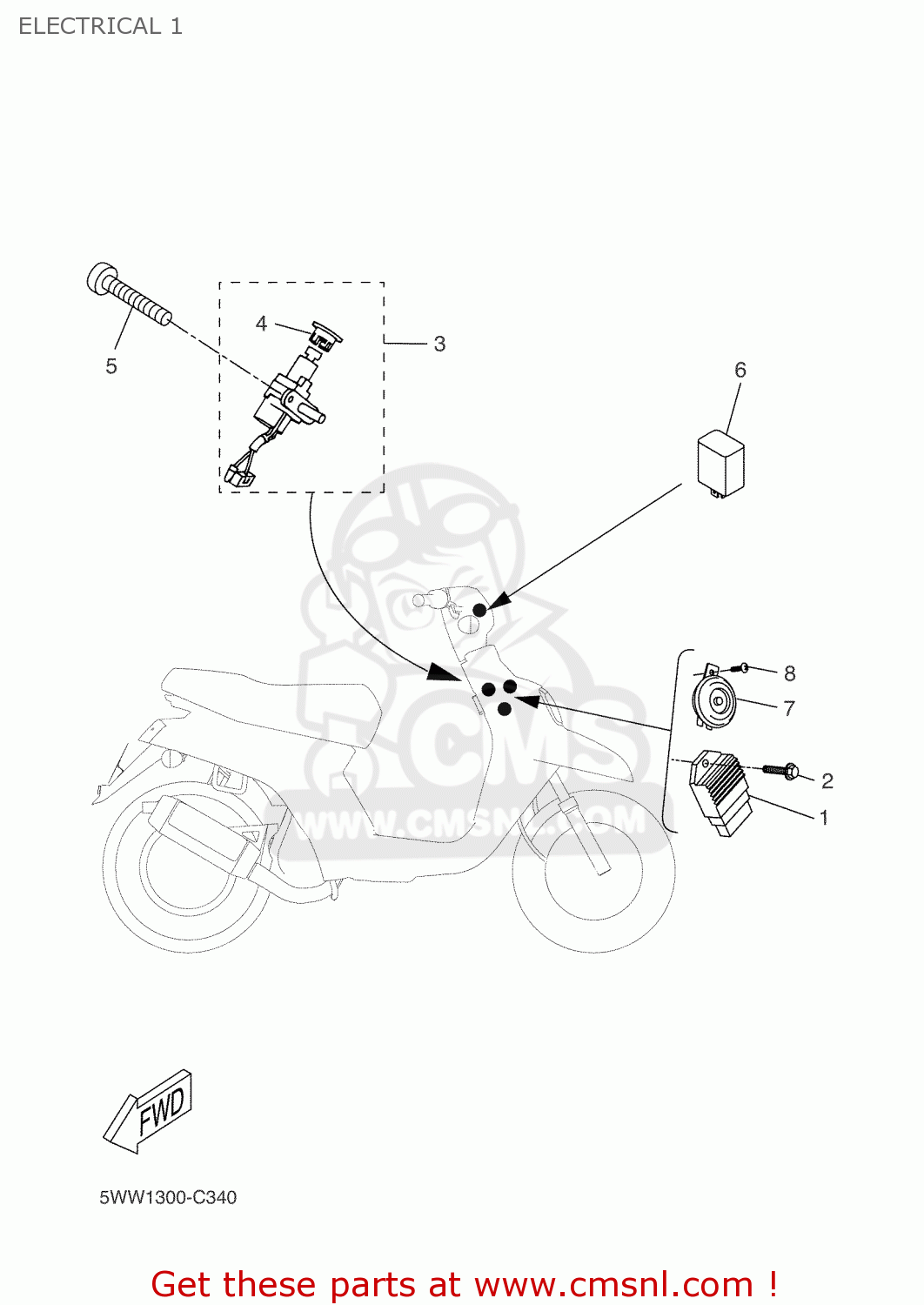 Yamaha CW50 2005 5WW4 PORTUGAL 1D5WW-300E2 ELECTRICAL 1 - buy original ...