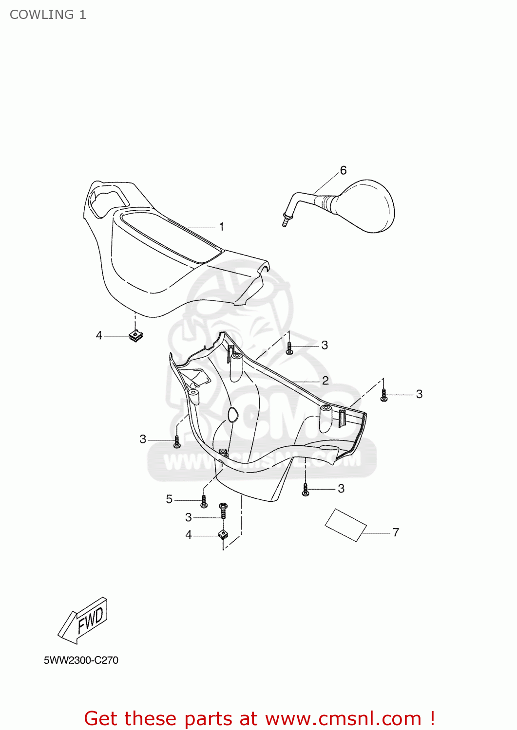 Yamaha CW50L 2004 2B61 FRANCE 1C2B6-300F2 COWLING 1 - buy original ...