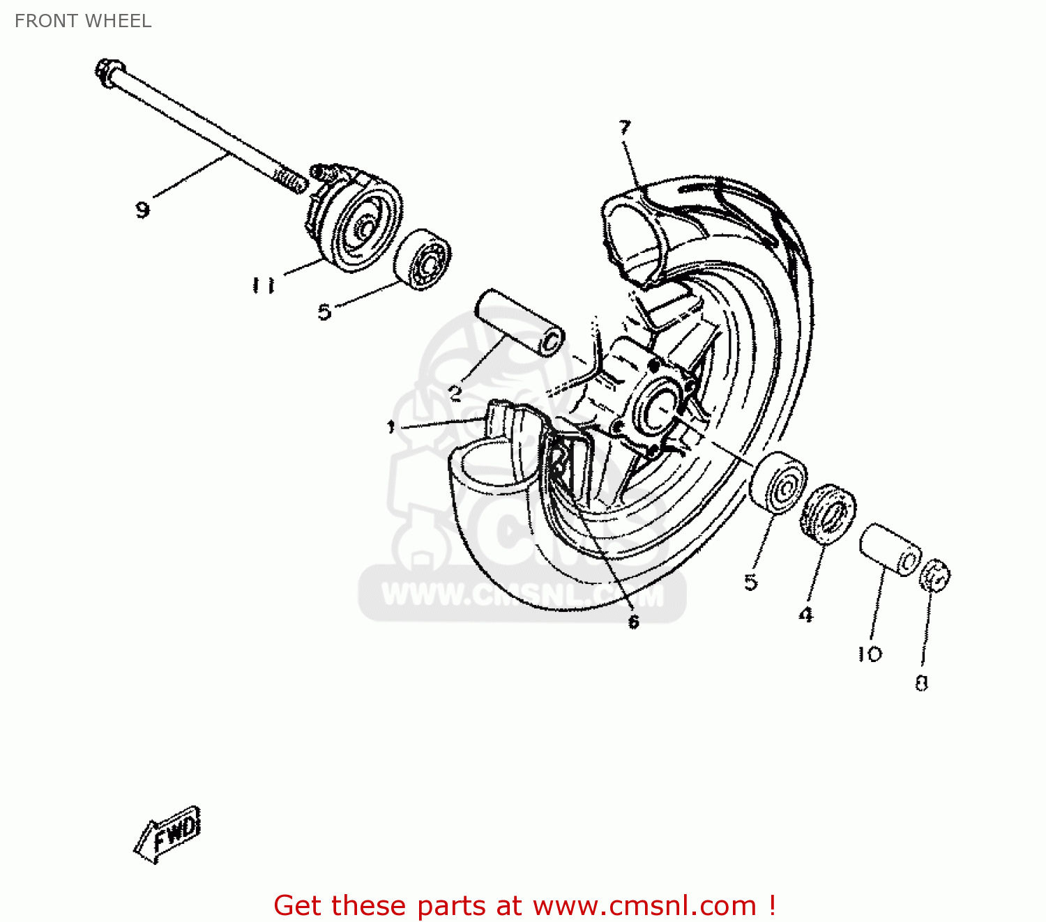 Yamaha CW50RS 1996 4VB1 ALL COUNTRIES 264VB-361E1 FRONT WHEEL - buy ...