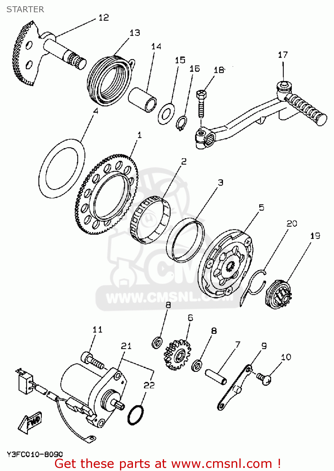 Yamaha CW50TA ZUMA 1990 STARTER - buy original STARTER spares online