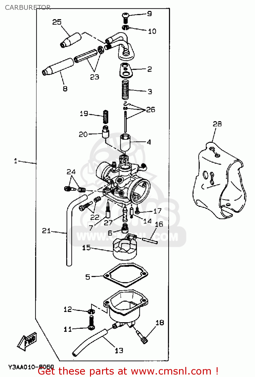 Yamaha CW50W 1989 3ES1 ZUMA USA CARBURETOR - buy original CARBURETOR ...