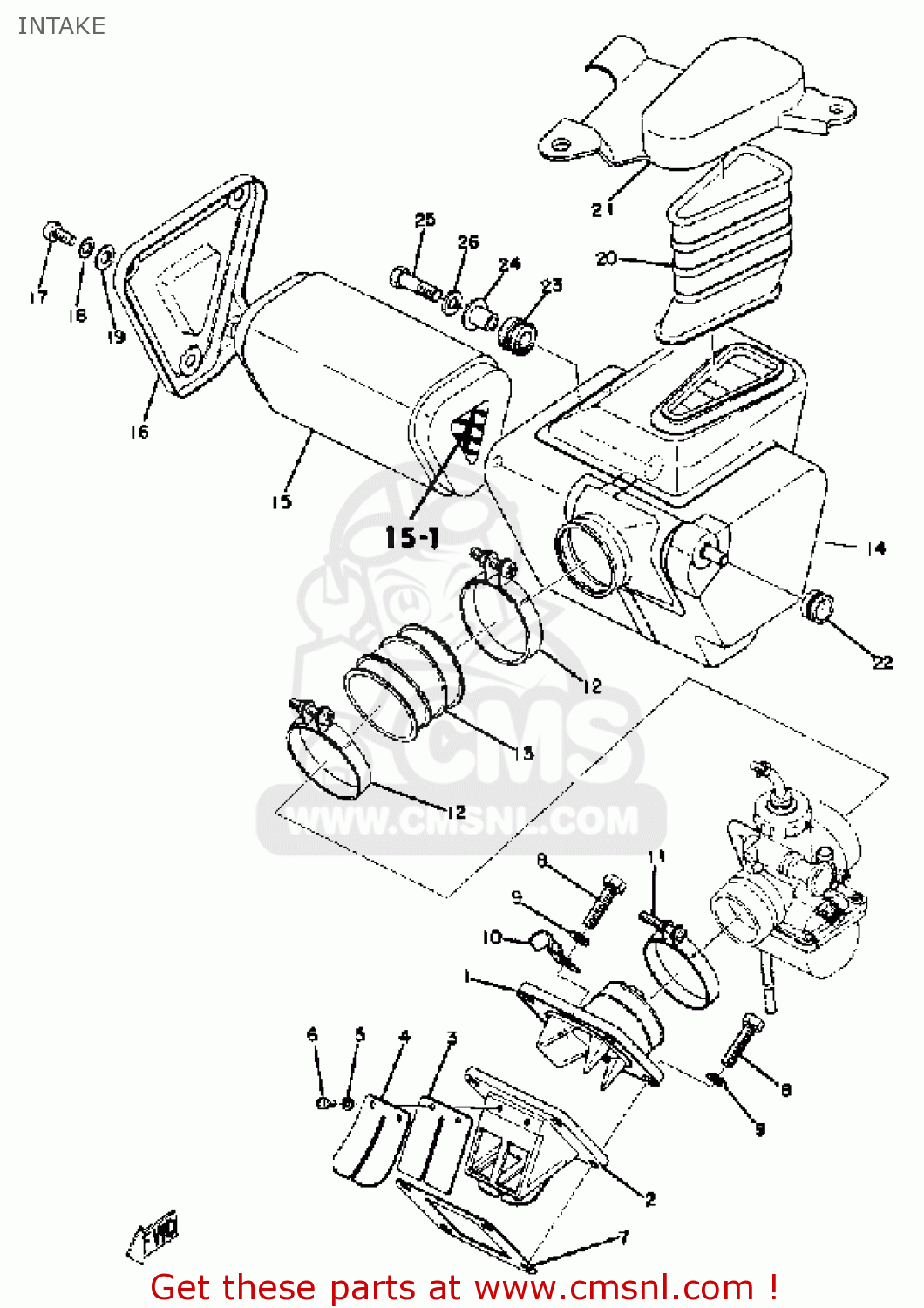 Yamaha DT100 1975 USA INTAKE - buy original INTAKE spares online