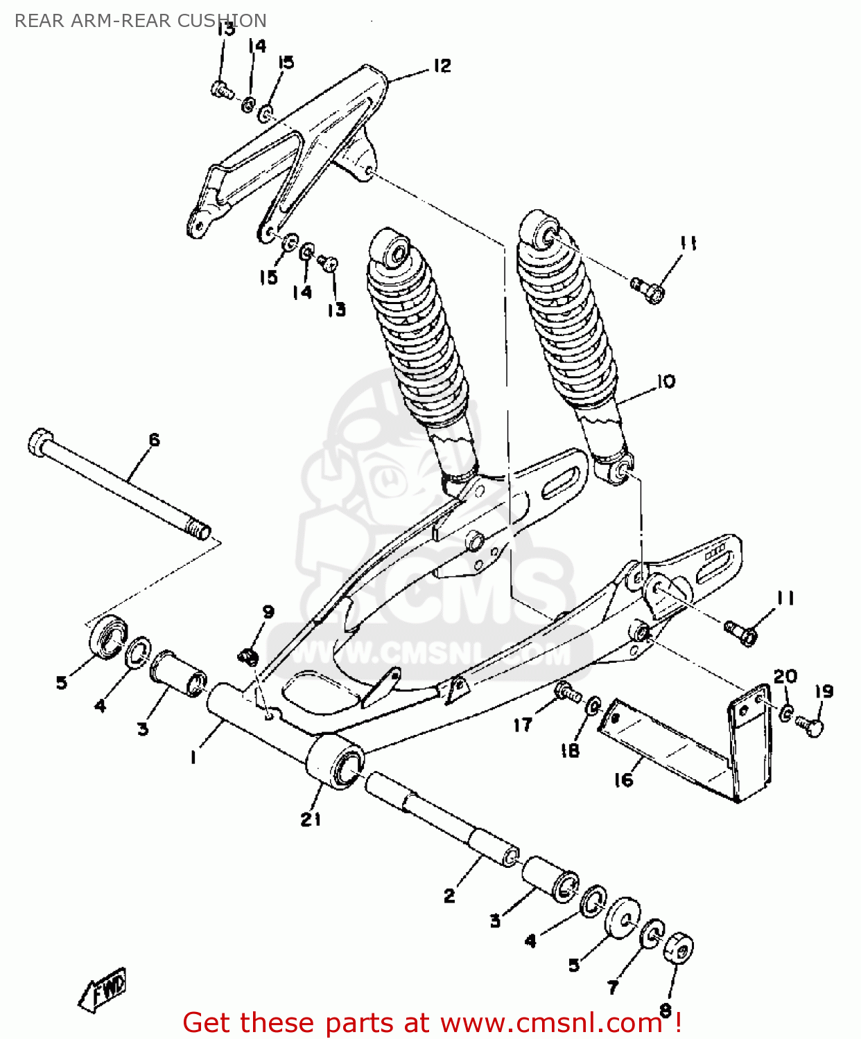 Yamaha DT100 1976 USA REAR ARM-REAR CUSHION - buy original REAR ARM ...