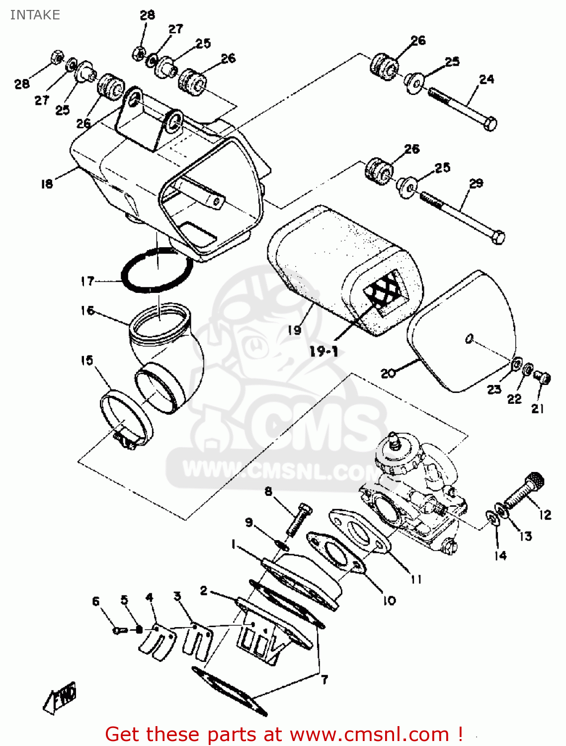 Yamaha DT125 1974 USA INTAKE - buy original INTAKE spares online