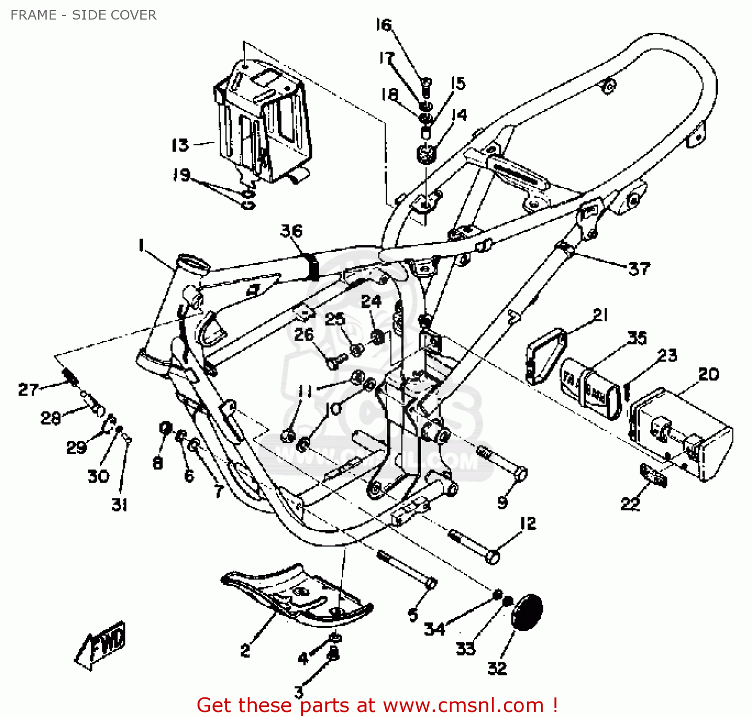 Yamaha DT125 1975 USA FRAME - SIDE COVER - buy original FRAME - SIDE ...