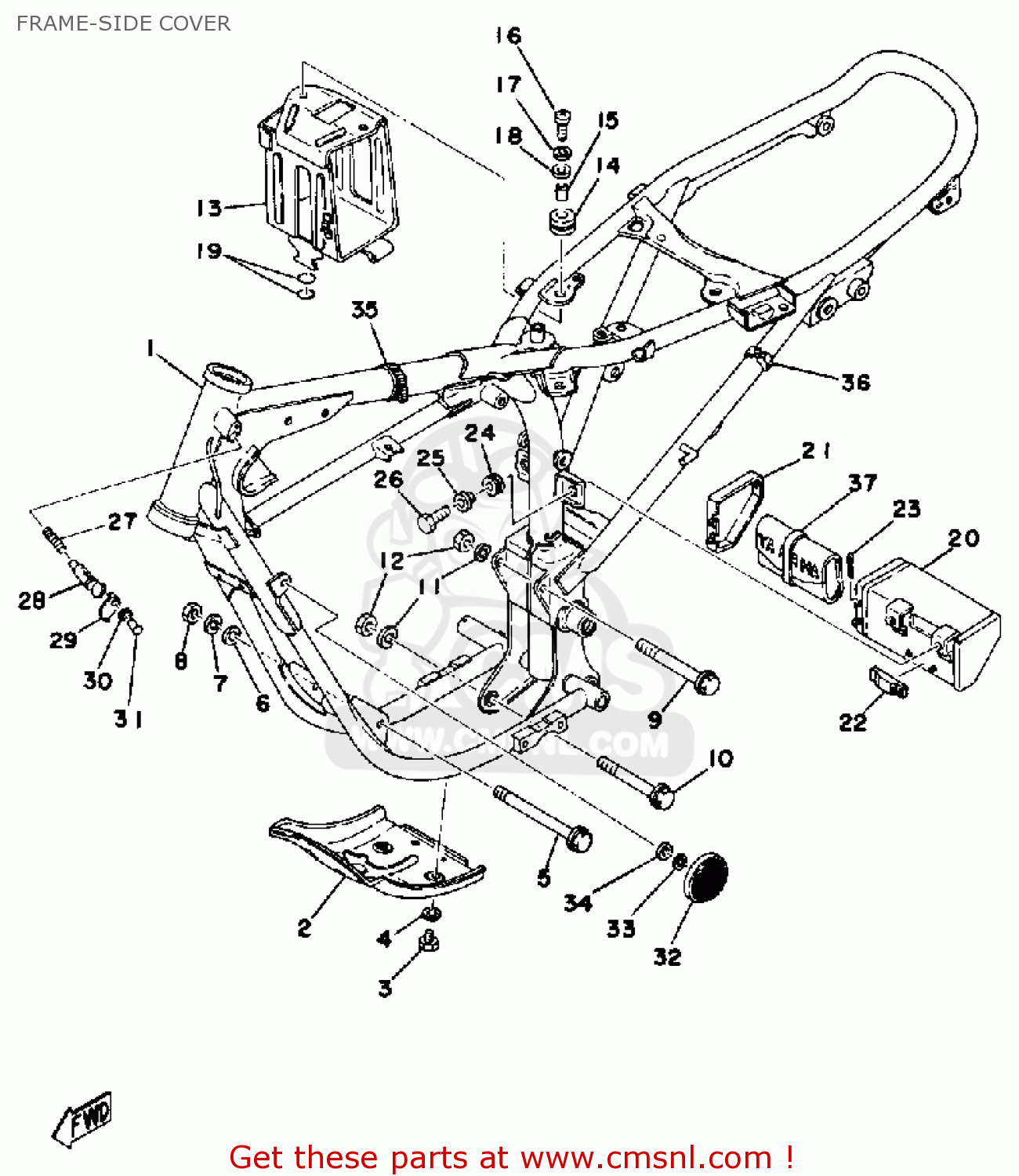 Yamaha DT125 1976 USA FRAME-SIDE COVER - buy original FRAME-SIDE COVER ...