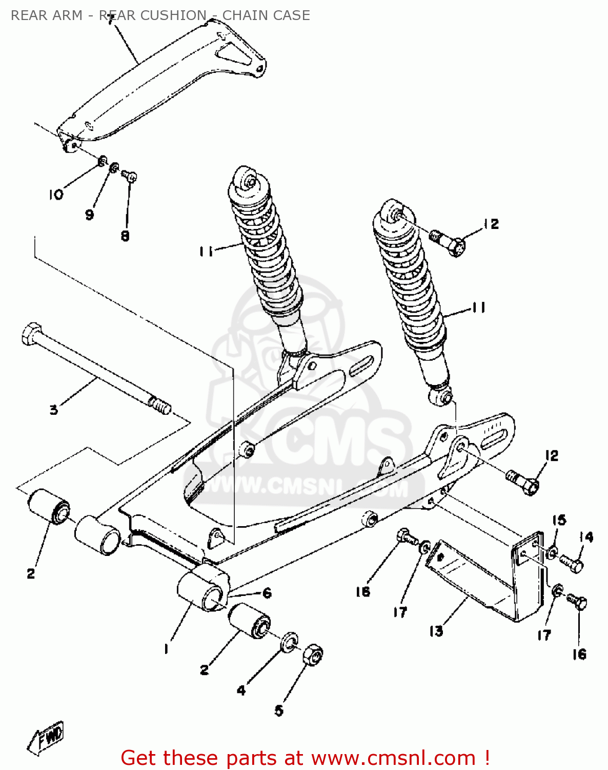 Yamaha DT125 1976 USA REAR ARM - REAR CUSHION - CHAIN CASE - buy ...