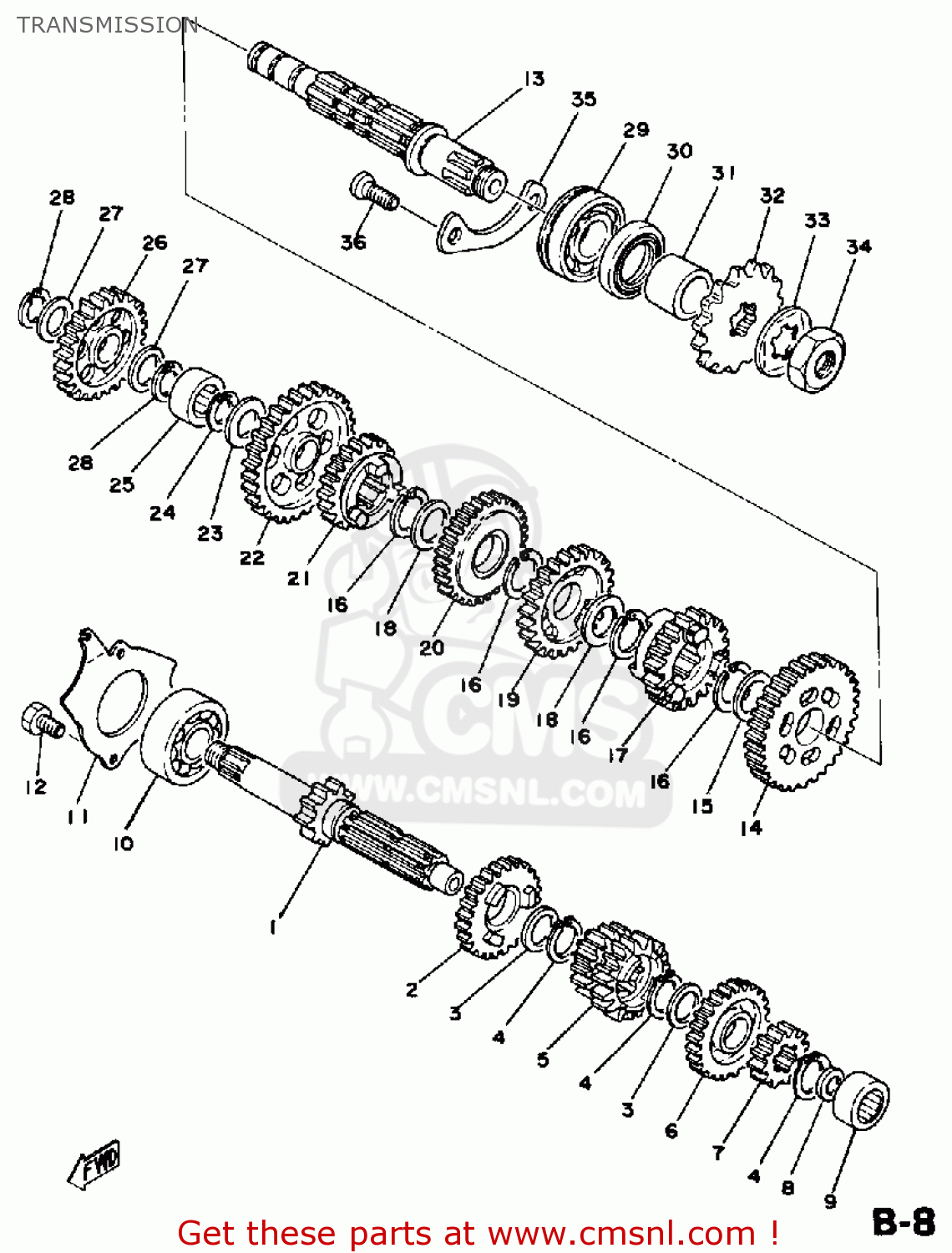 Yamaha DT125 1978 USA TRANSMISSION - buy original TRANSMISSION spares ...