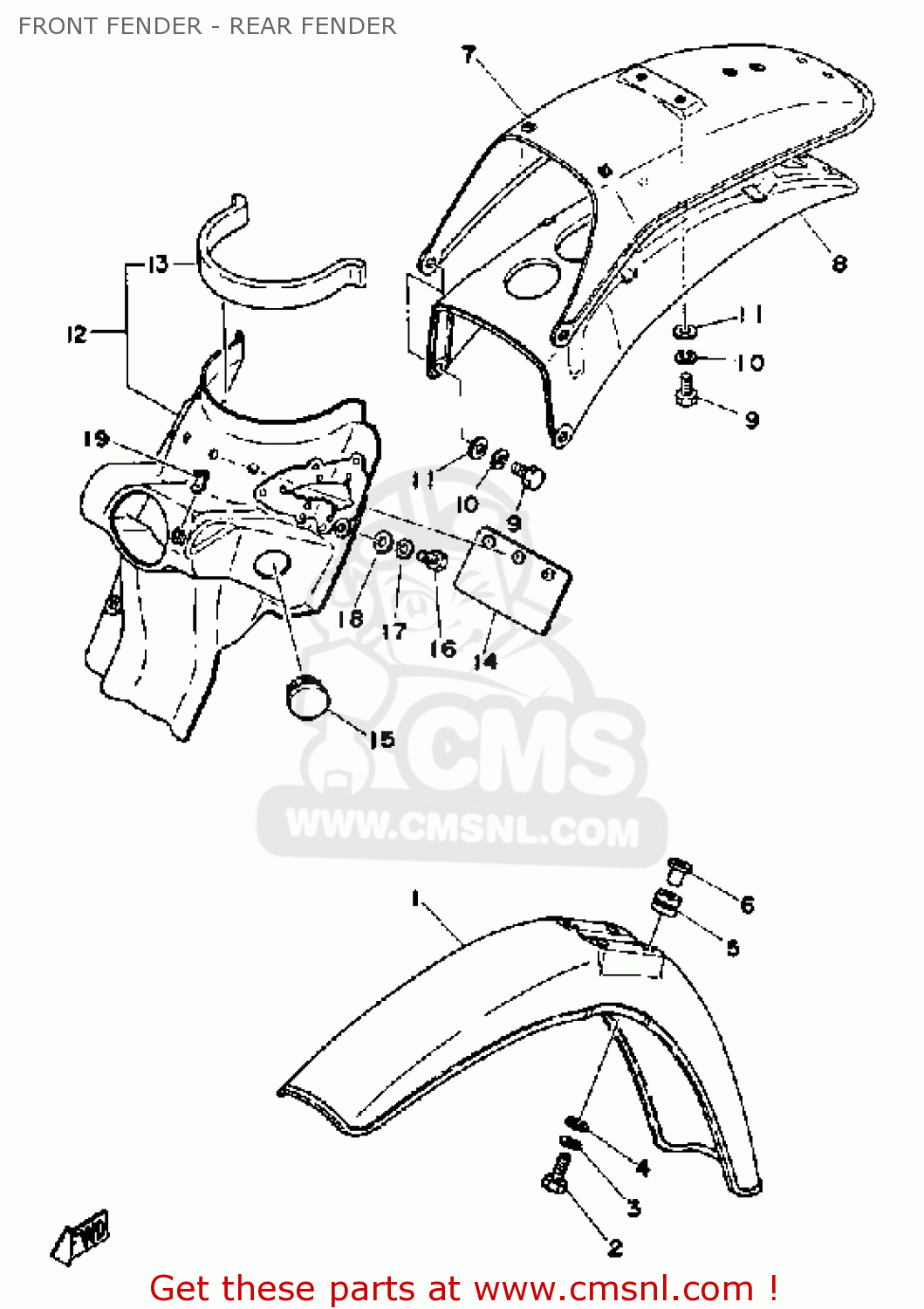 Yamaha DT125 1979 USA FRONT FENDER - REAR FENDER - buy original FRONT ...