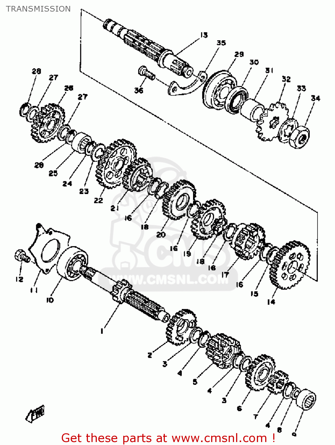 Yamaha DT125 1979 USA TRANSMISSION - buy original TRANSMISSION spares ...