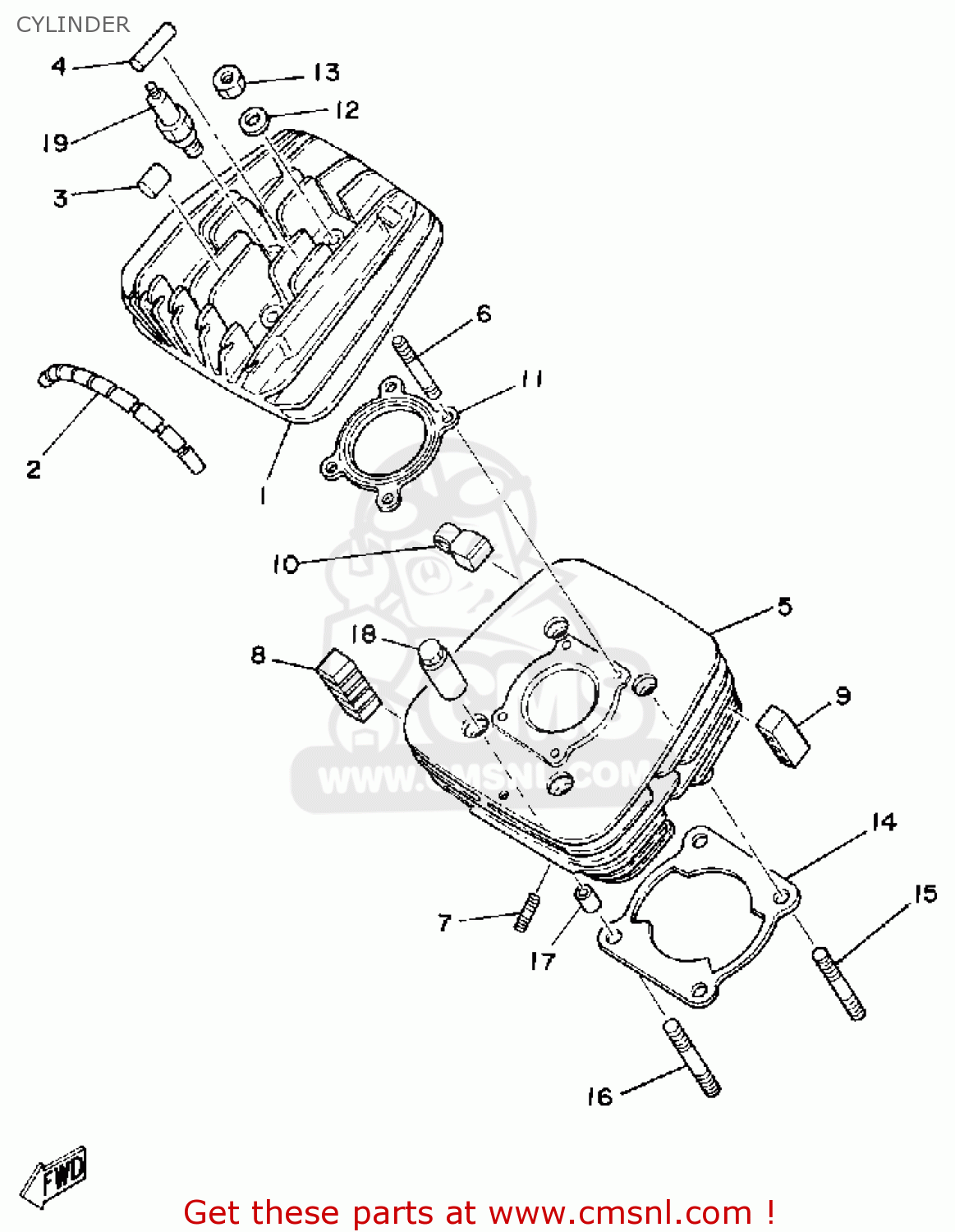 Yamaha DT125 1980 (A) USA CYLINDER - buy original CYLINDER spares online