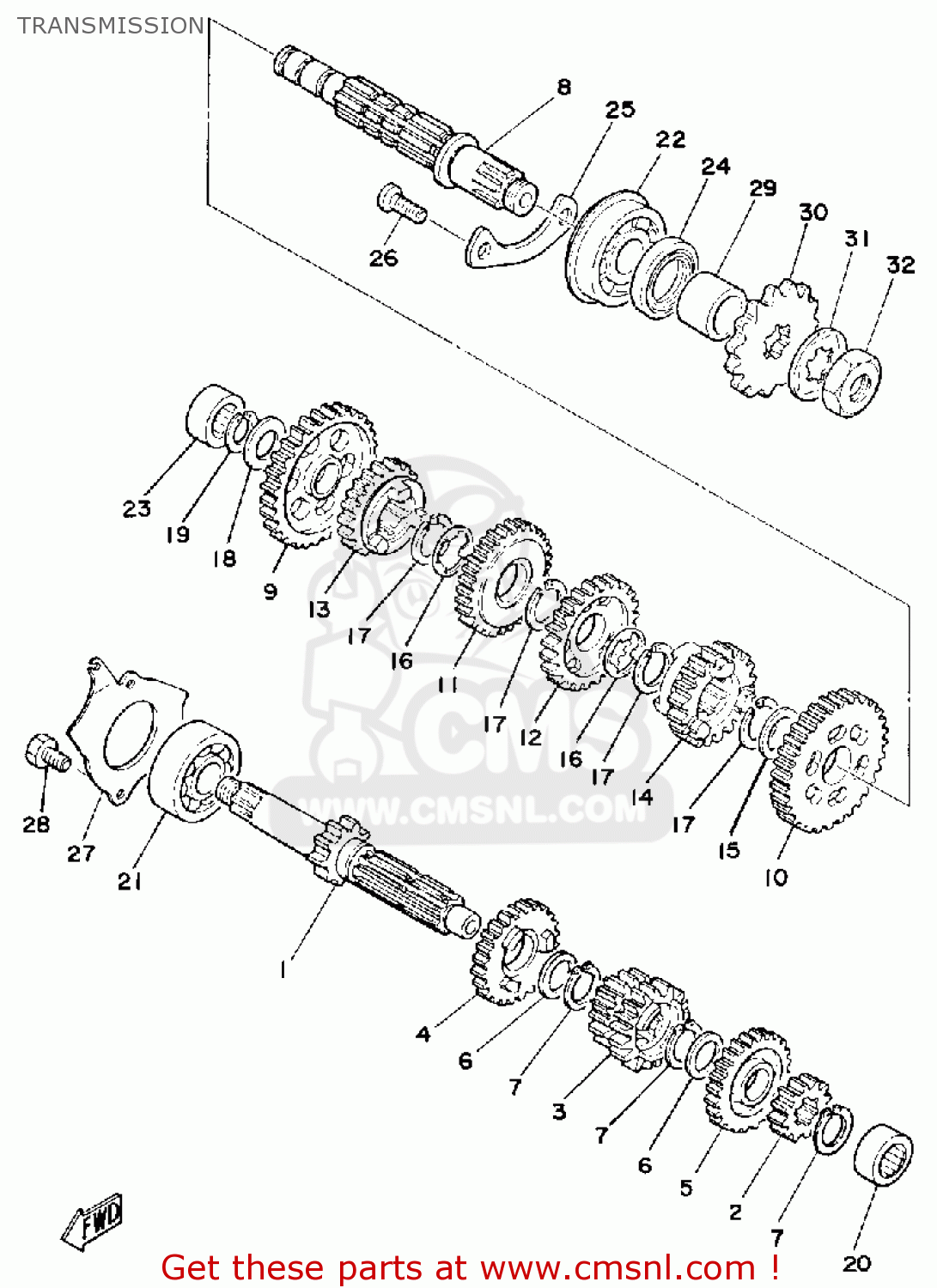 Yamaha DT125 1980 (A) USA TRANSMISSION - buy original TRANSMISSION ...