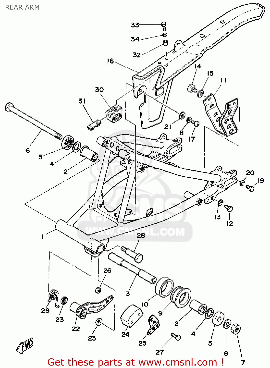 Yamaha DT125 1981 (B) USA REAR ARM - buy original REAR ARM spares online