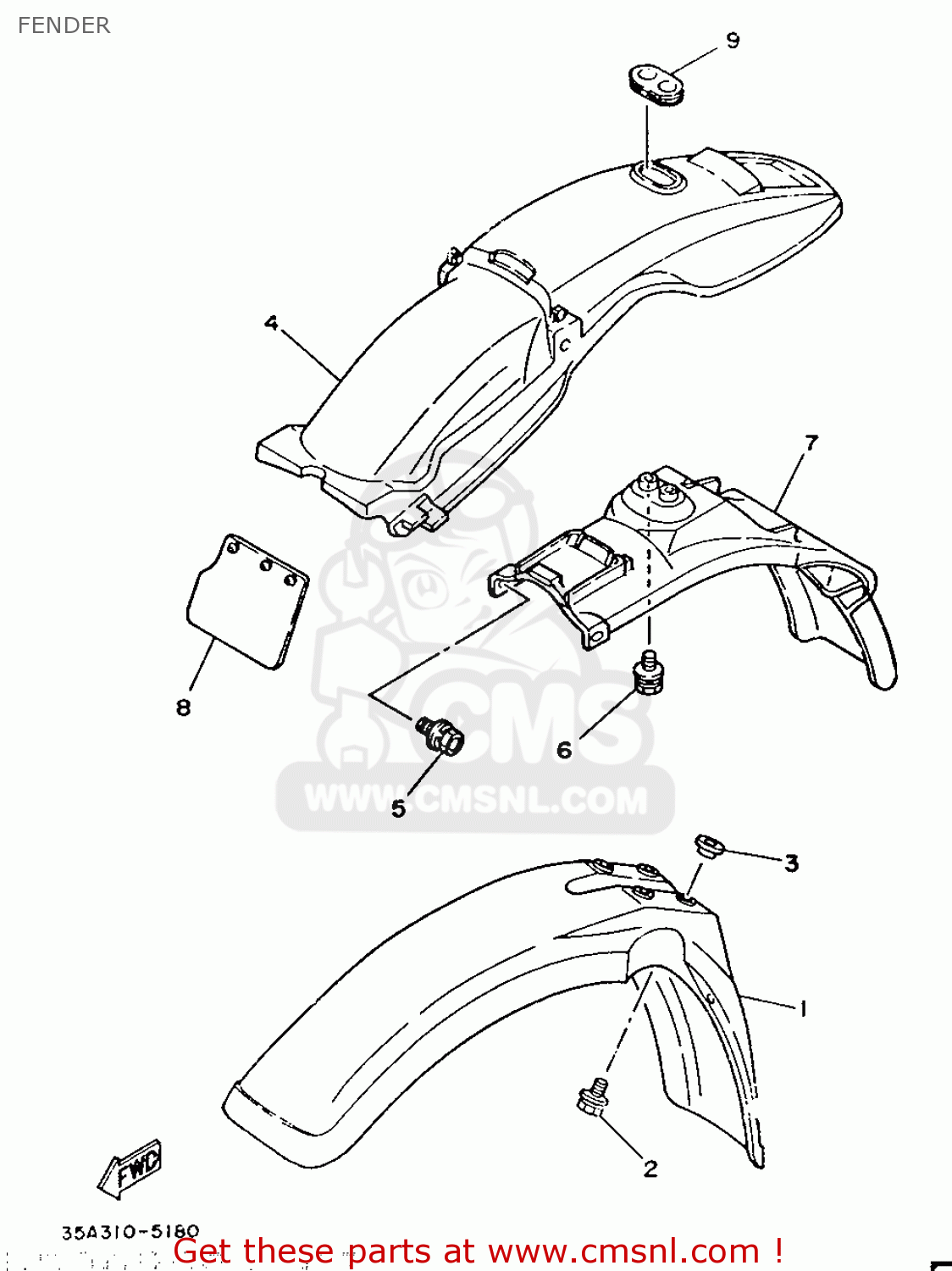 Yamaha DT125LC 1986 35A ENGLAND 2635A-310E1 FENDER - buy original ...