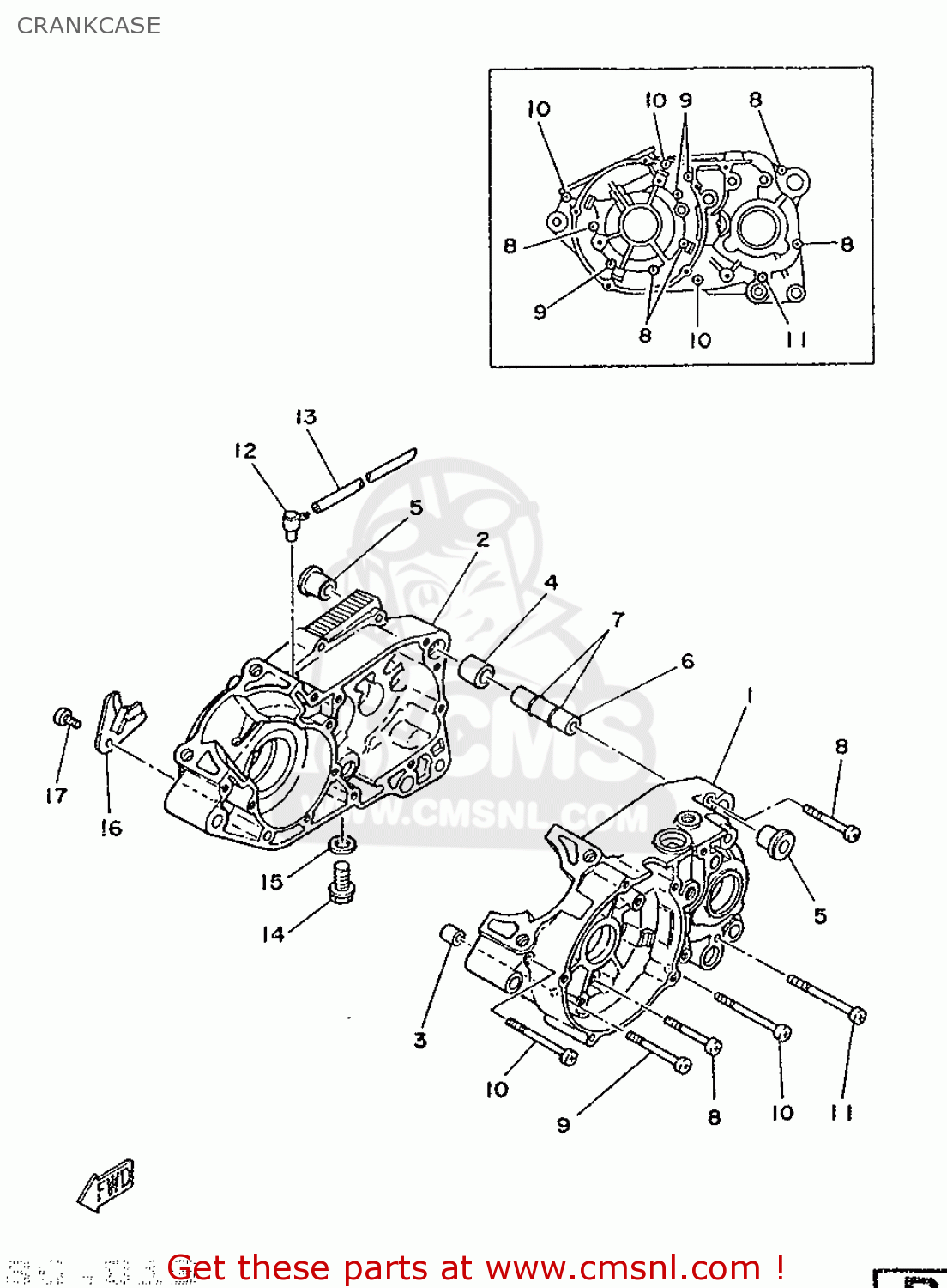 Yamaha DT125MX 1986 4J3 FRANCE 264J3-351F1 CRANKCASE - buy original ...