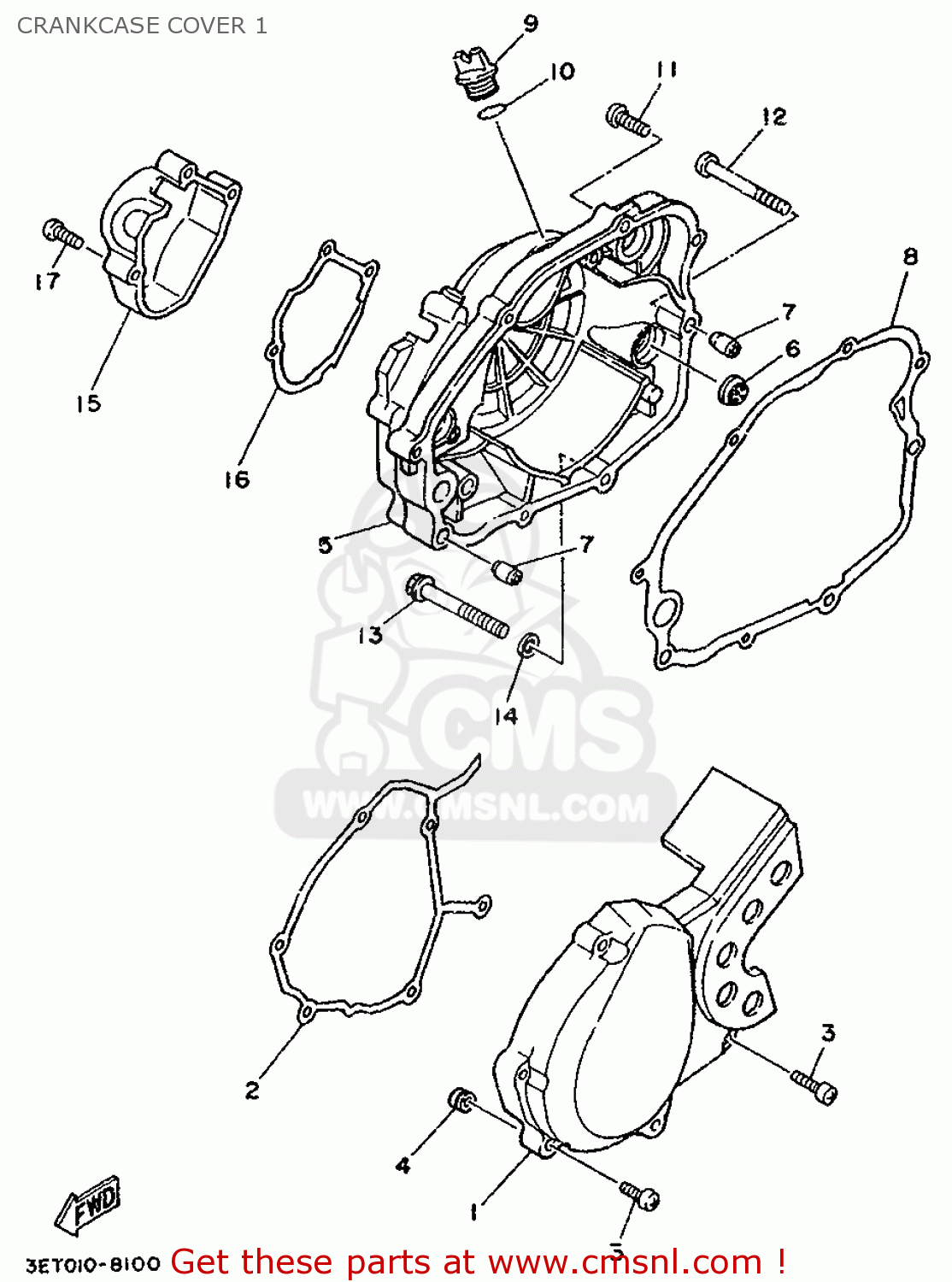 Yamaha DT125R 1998 4CJ8 FINLAND 283RM-300E1 CRANKCASE COVER 1 - buy ...