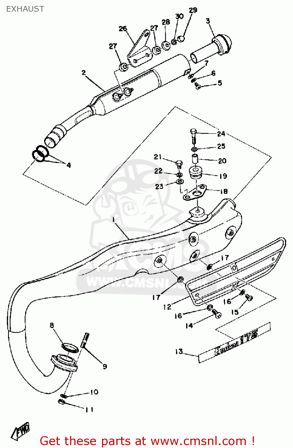 Yamaha DT175 1975 USA parts lists and schematics