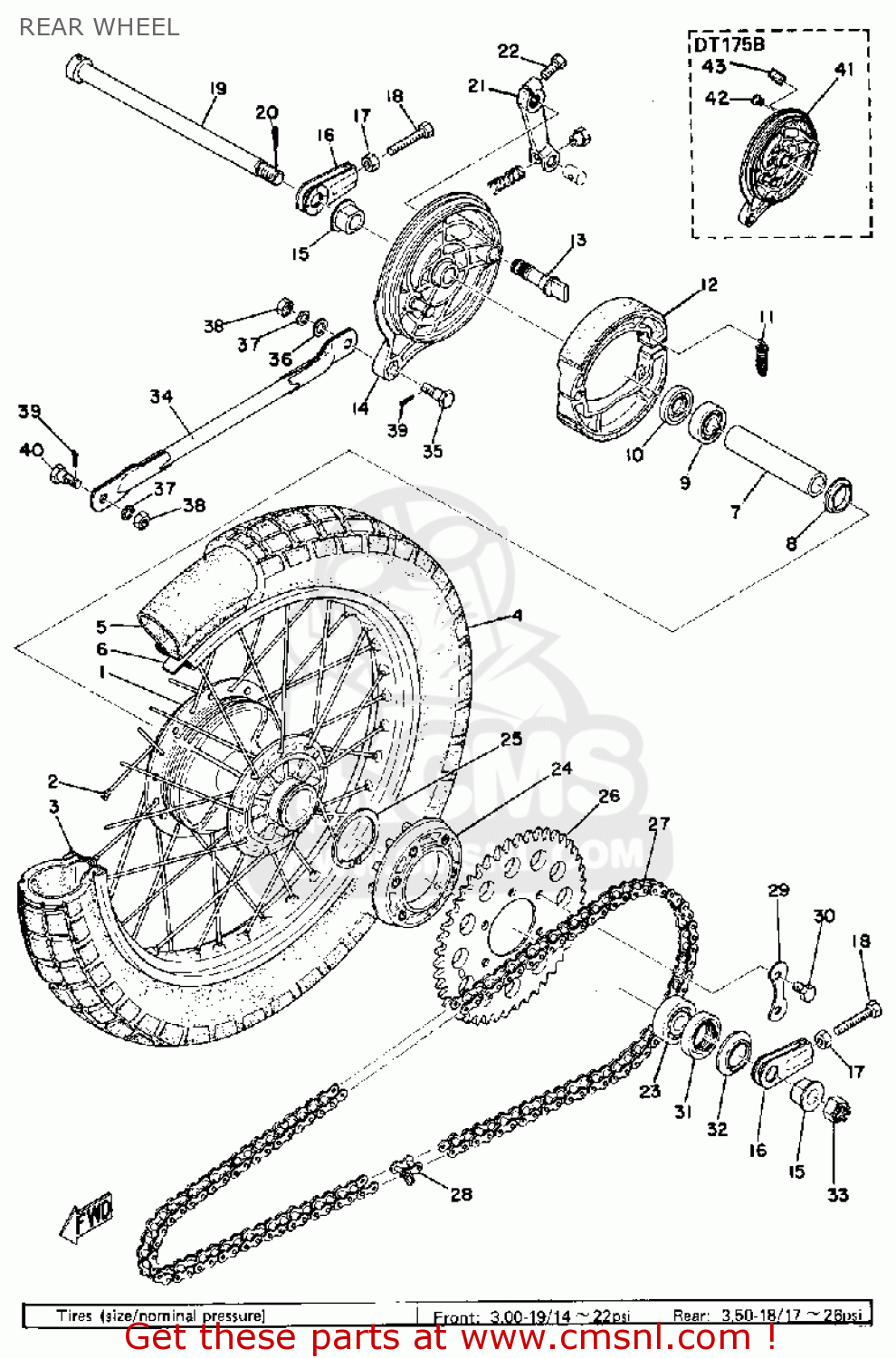 Yamaha DT175 1975 USA parts lists and schematics