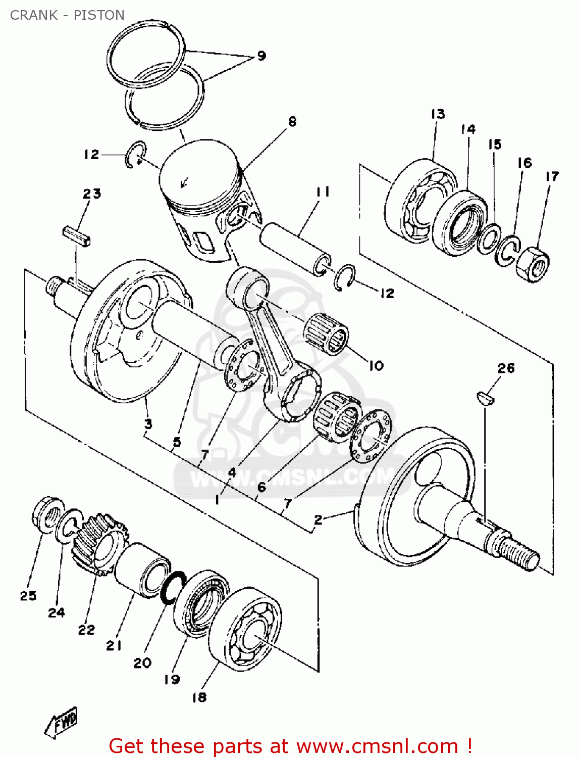 Yamaha DT175 1979 USA CRANK - PISTON - buy original CRANK - PISTON ...