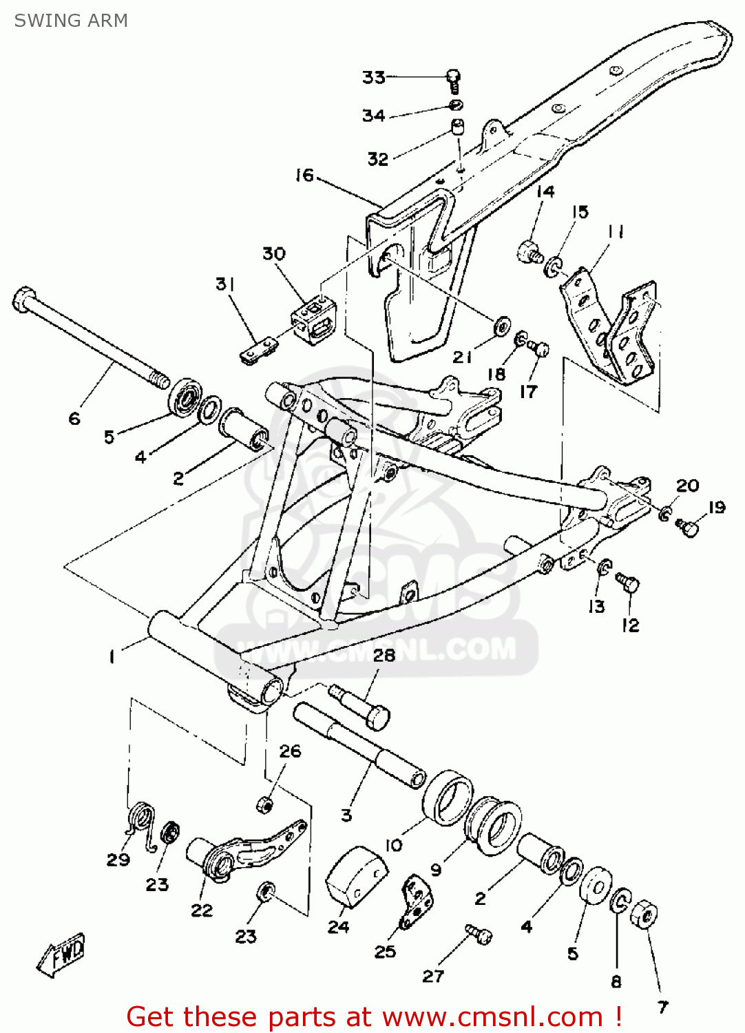 Yamaha DT175 1980 (A) USA SWING ARM - buy original SWING ARM spares online