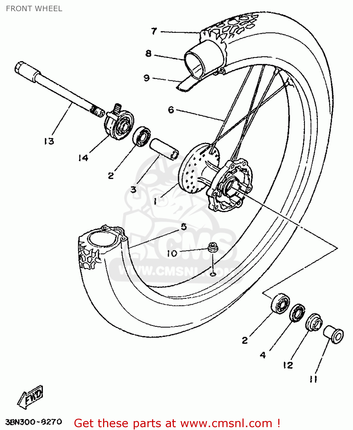Yamaha DT200R 1988 2YY1 FRANCE 282YY351F1 FRONT WHEEL buy original