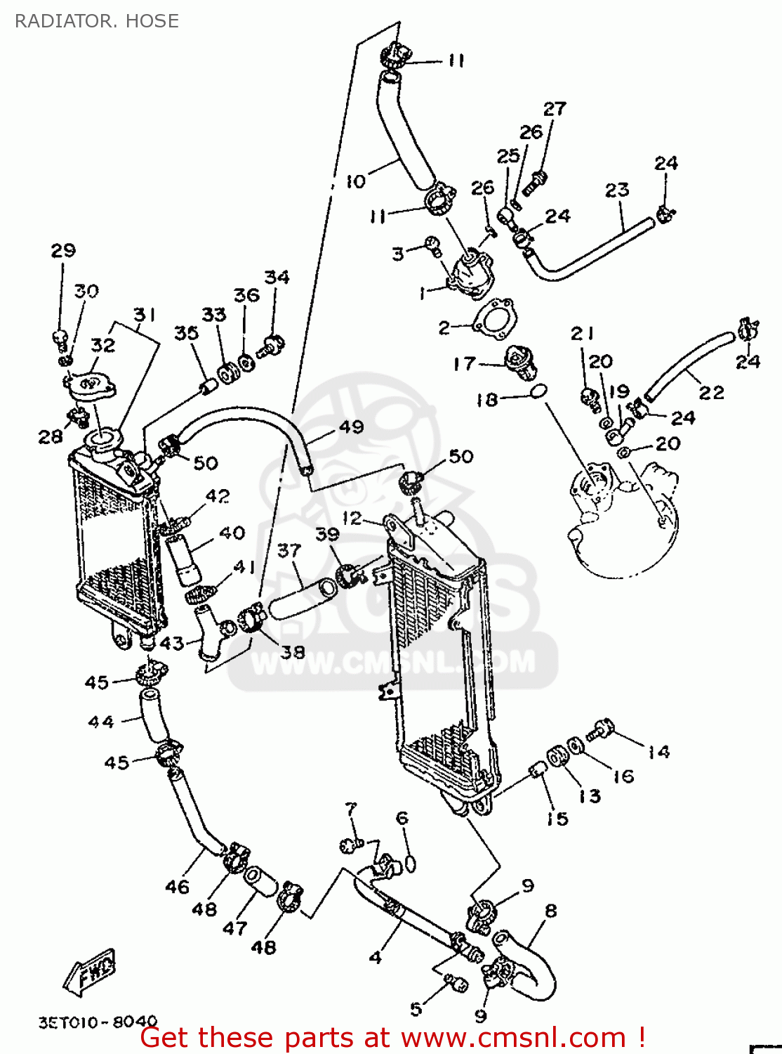 Yamaha DT200R 1988 2YY1 FRANCE 282YY351F1 RADIATOR. HOSE buy