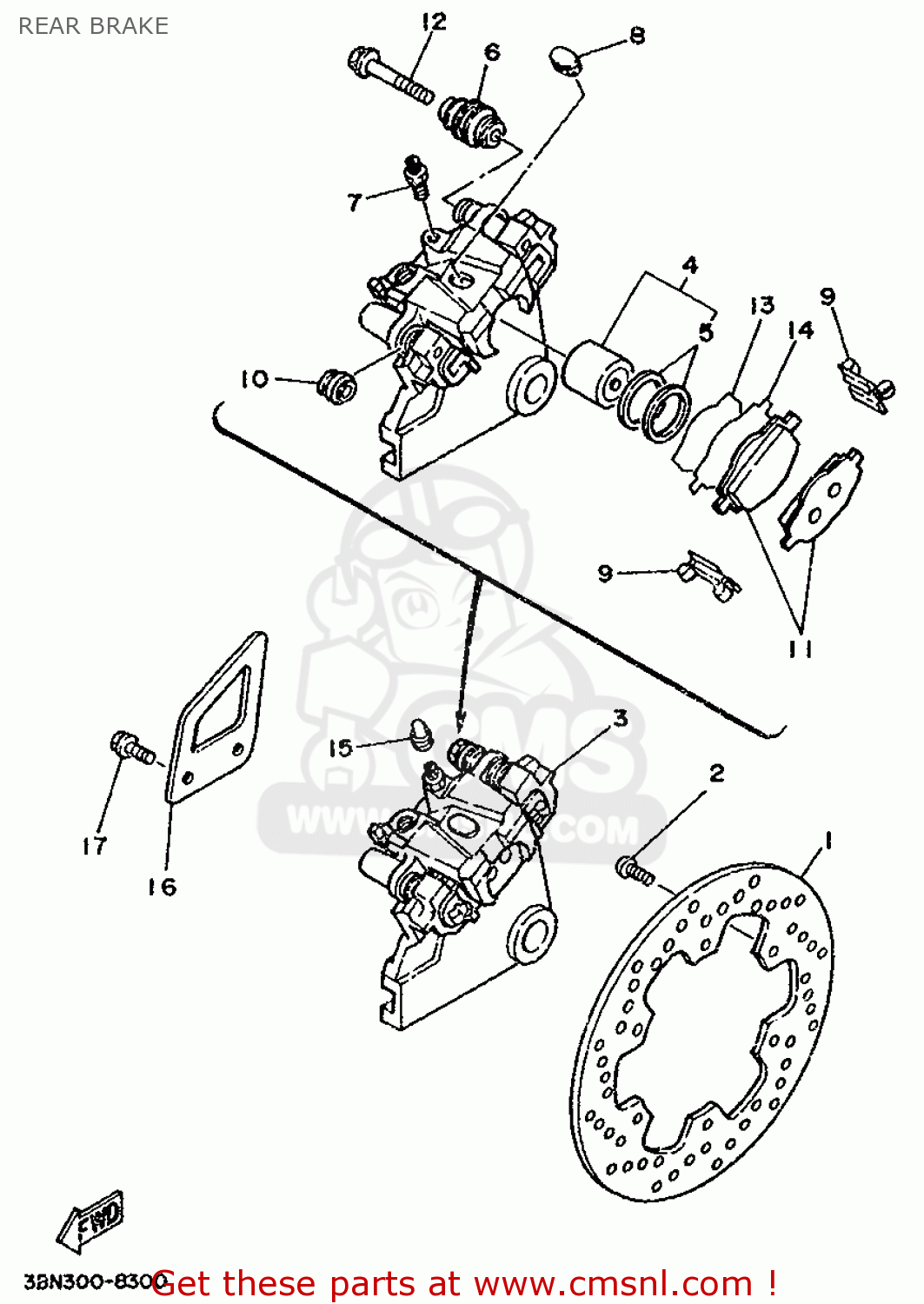 Yamaha DT200R 1988 2YY1 FRANCE 282YY351F1 REAR BRAKE buy original