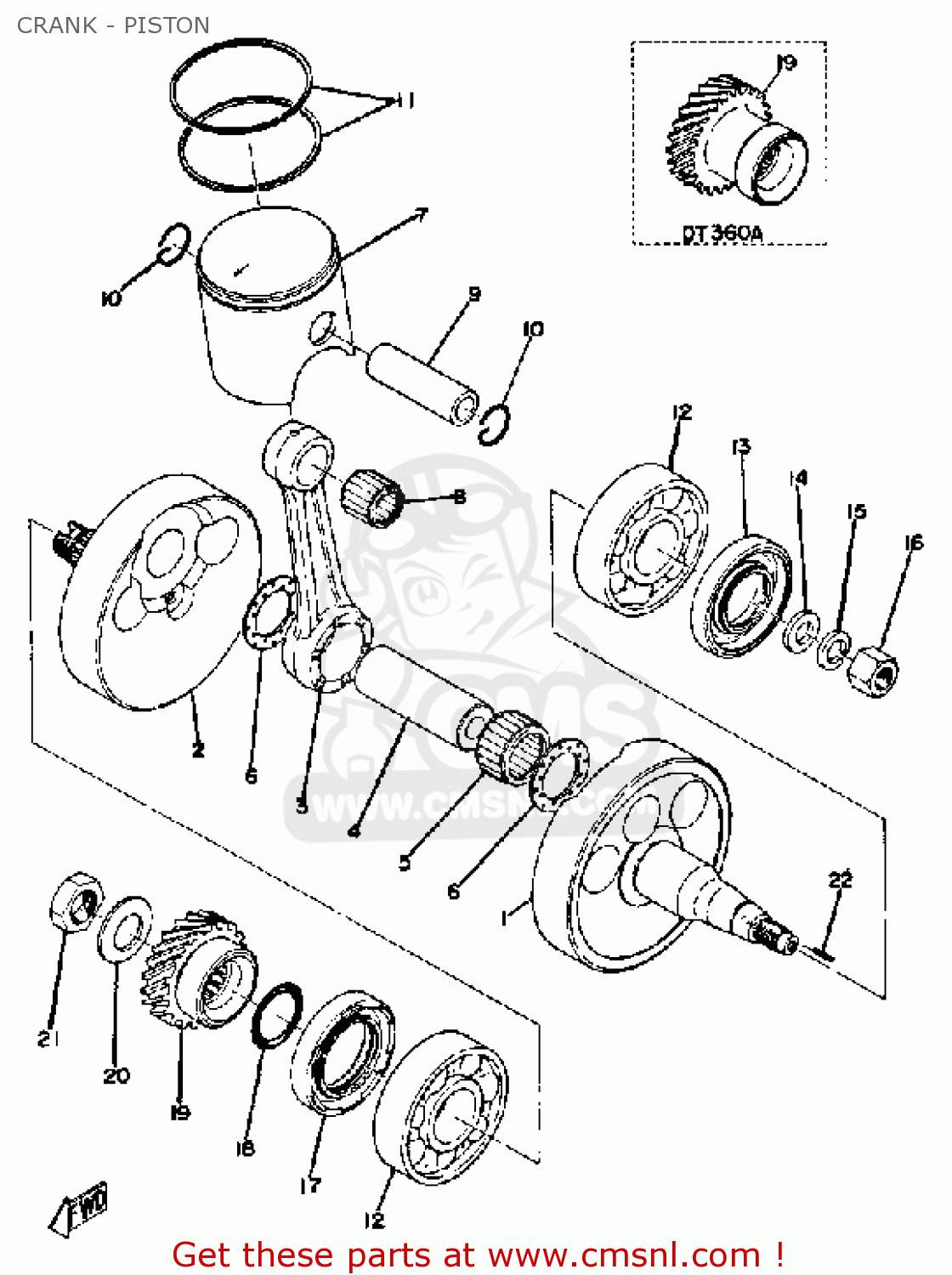 Yamaha DT250 1974 USA CRANK - PISTON - buy original CRANK - PISTON ...