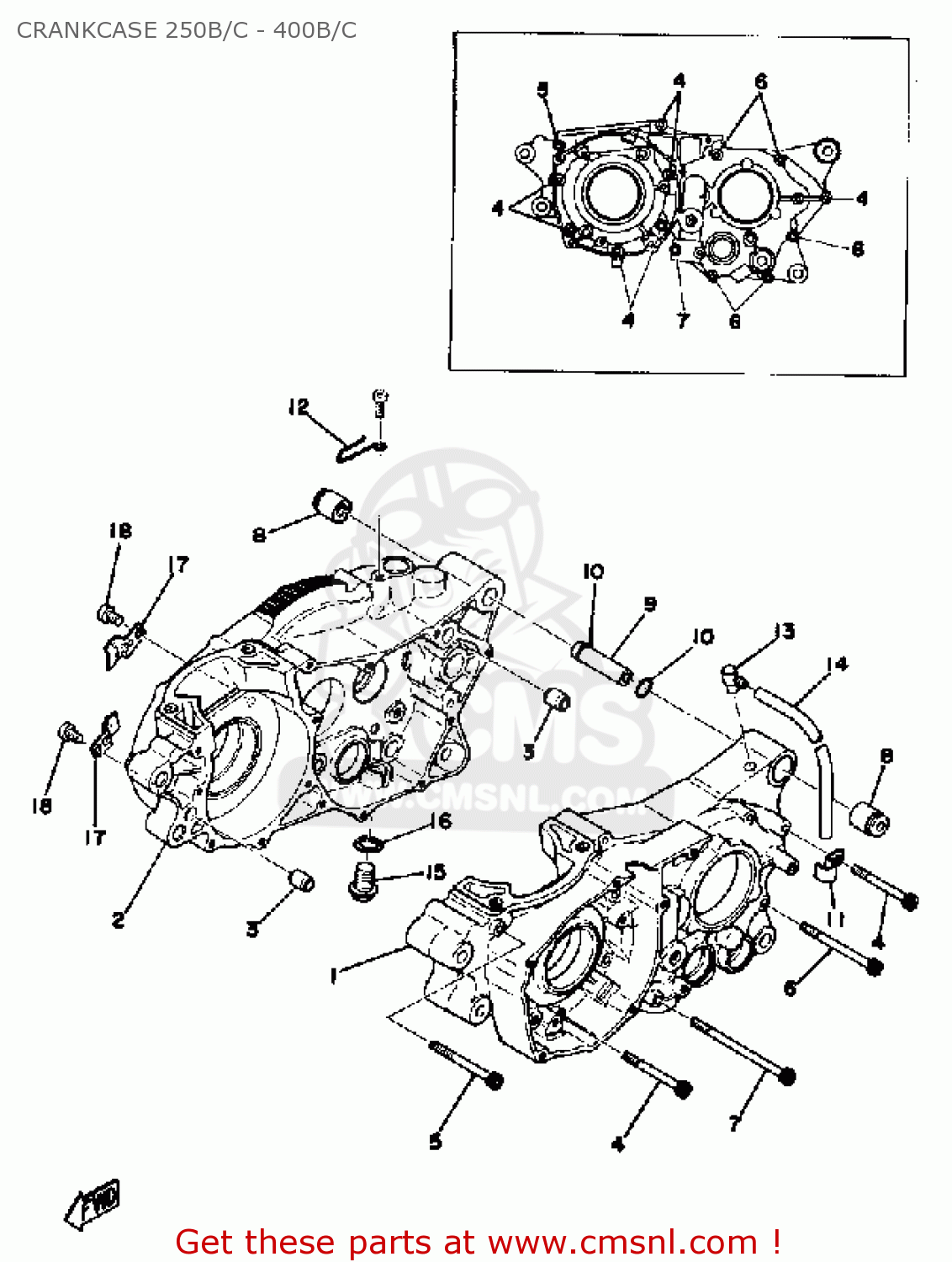 Yamaha DT400 1975 USA CRANKCASE 250B/C - 400B/C - buy original ...