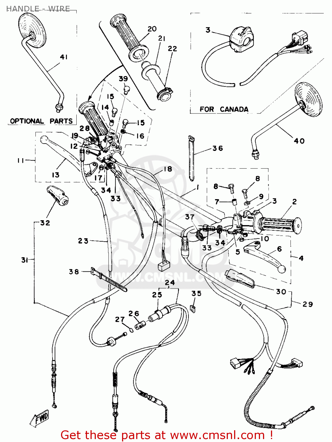 Yamaha DT400 1977 USA CANADA HANDLE - WIRE - buy original ... dt400 wiring diagram 