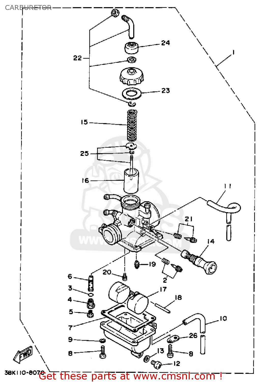 Yamaha DT50 DTL / C 1988 (J) USA CARBURETOR - buy original CARBURETOR ...