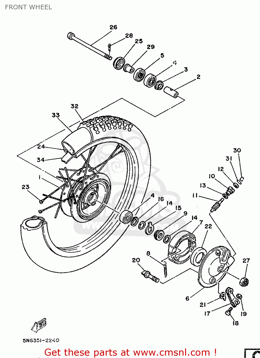 Yamaha DT50MX 1986 29H BELGIUM 2629H-342E1 FRONT WHEEL - buy original ...