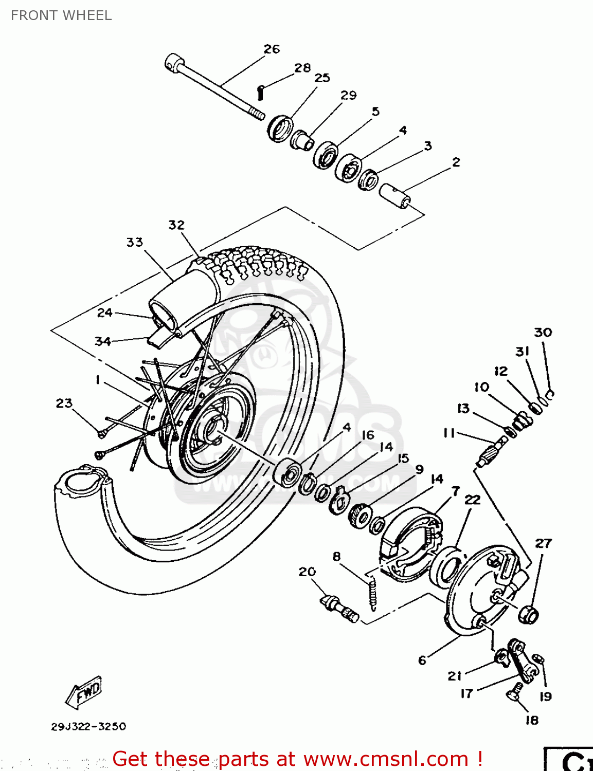 Yamaha DT50MX 1986 29J SWEDEN 2629J-322E1 FRONT WHEEL - buy original ...