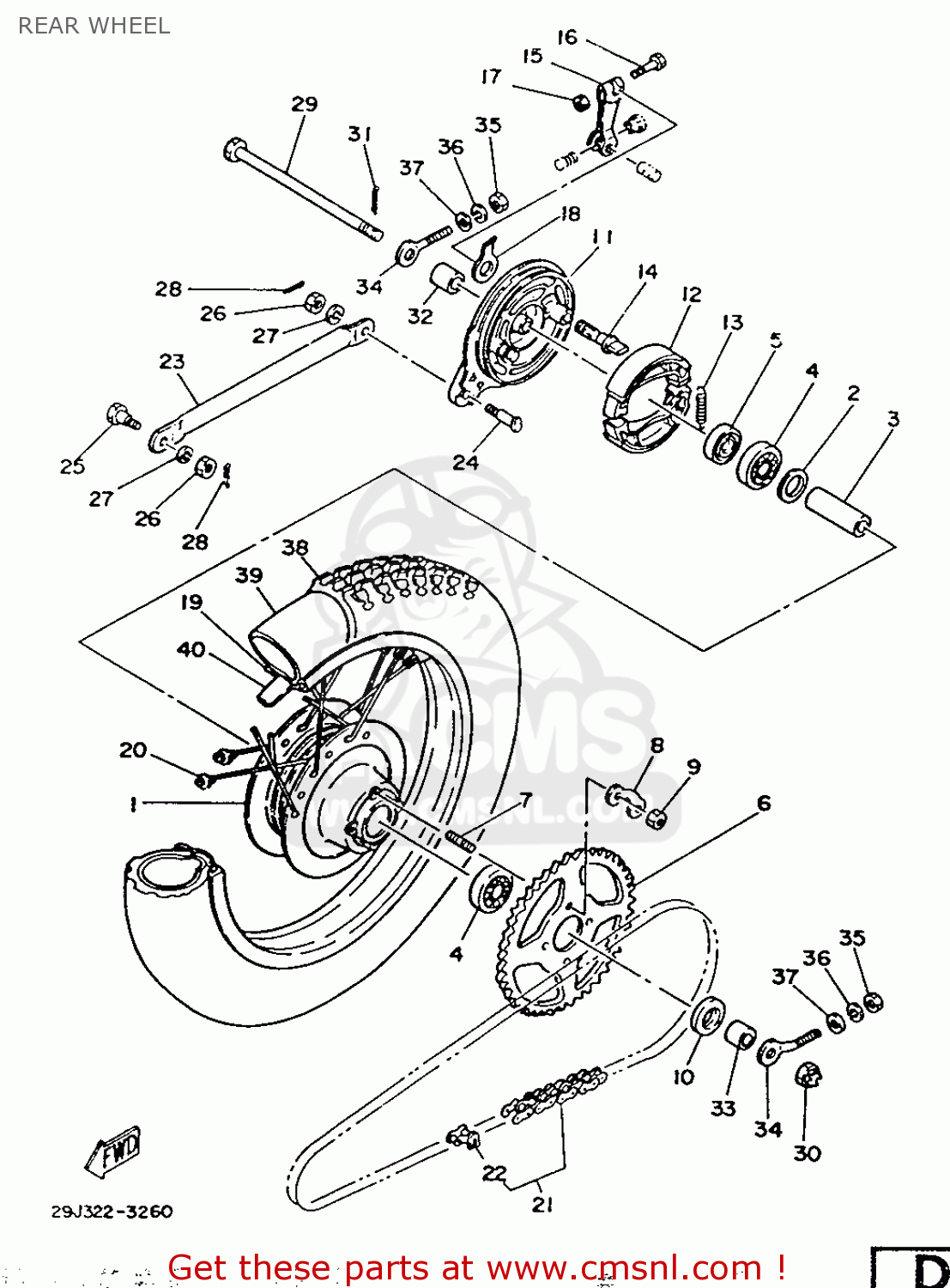 Yamaha DT50MX 1986 29J SWEDEN 2629J-322E1 REAR WHEEL - buy original ...